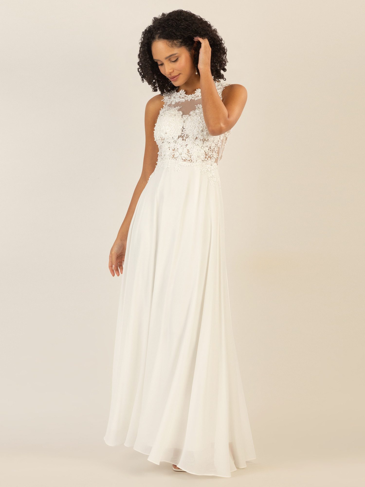 Apart Abendkleid im Materialmix aus bestickter Spitze und Chiffon günstig online kaufen