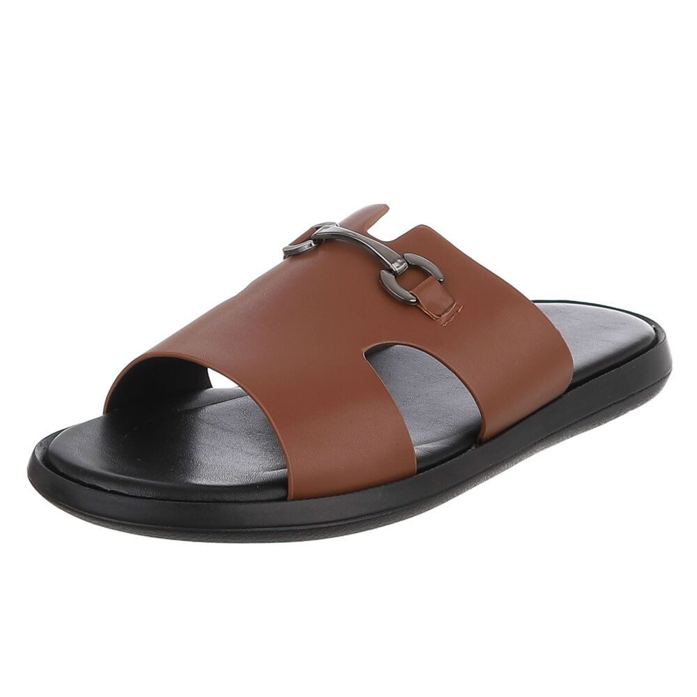 Coolwalk Herren Pantolette mit Metall-Detail, Sommerkomfort Sandale (91917974) Flach Sandalen in Braun