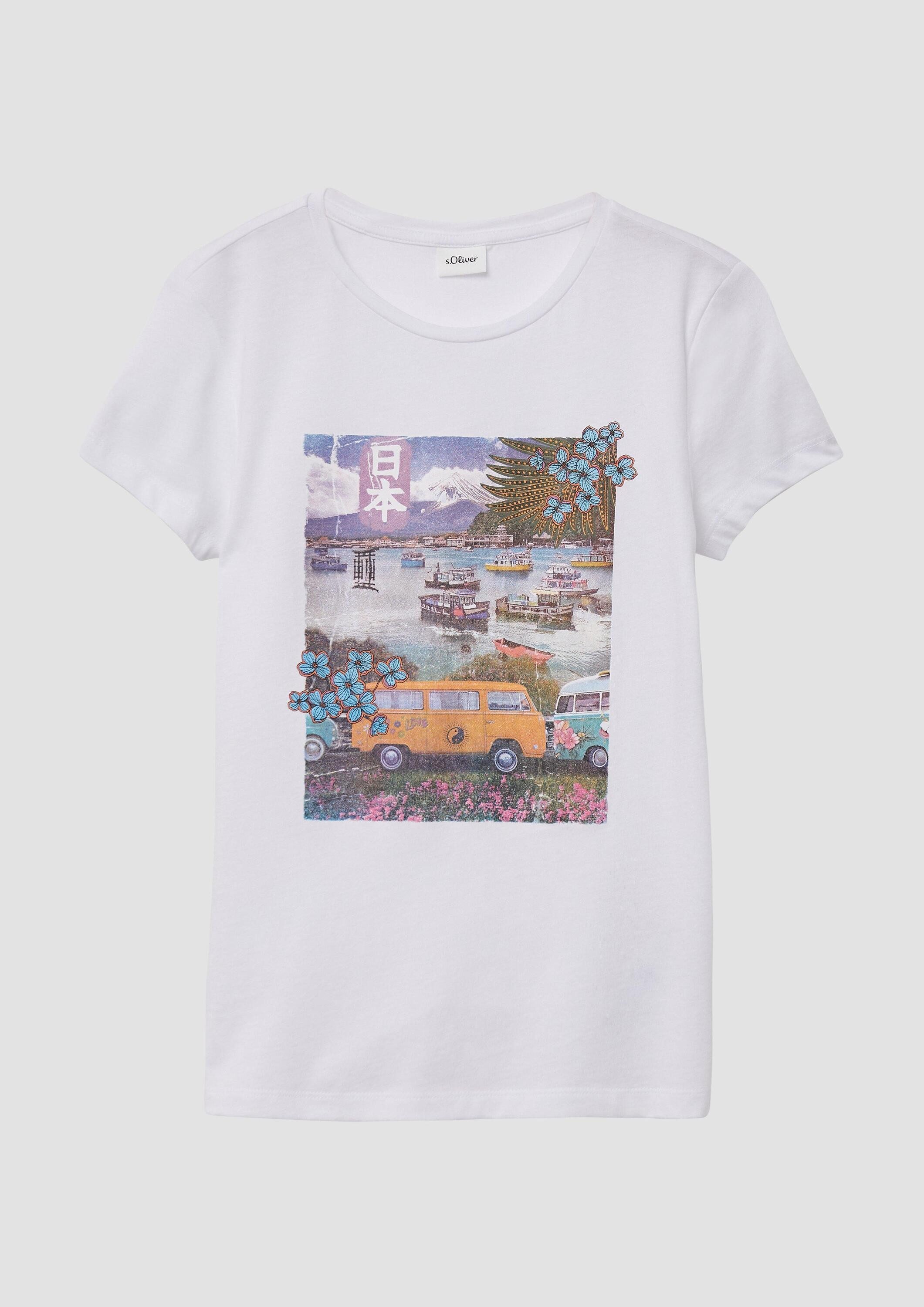 s.Oliver Kurzarmshirt T-Shirt T-Shirt aus Baumwolle mit Fotoprint