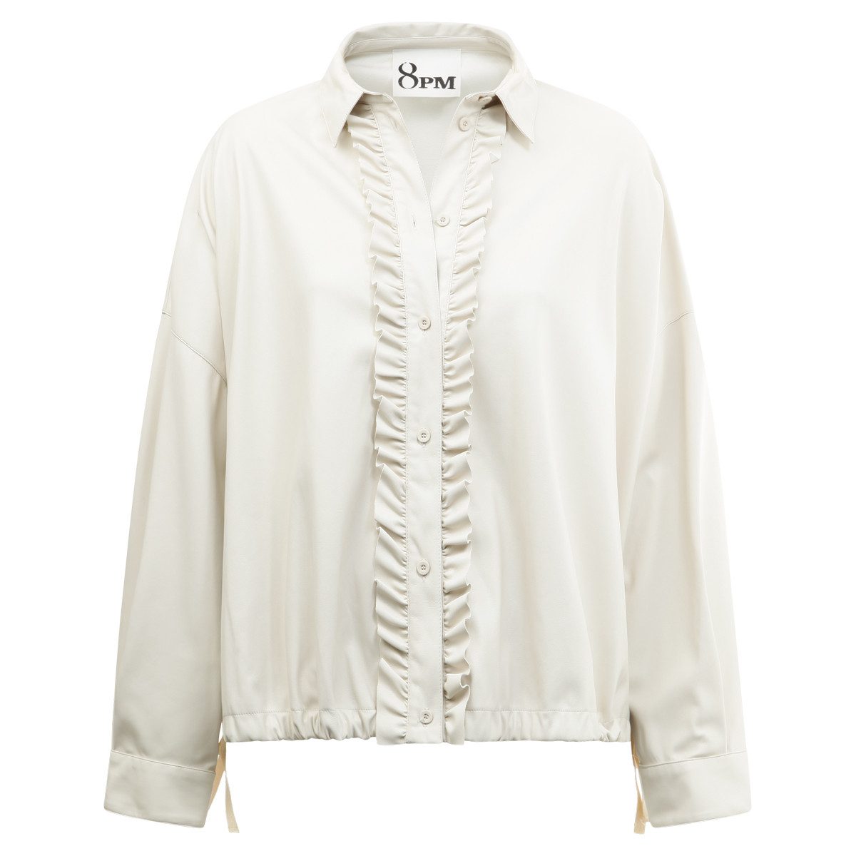 Rüschenbluse Bluse creme Kunstleder