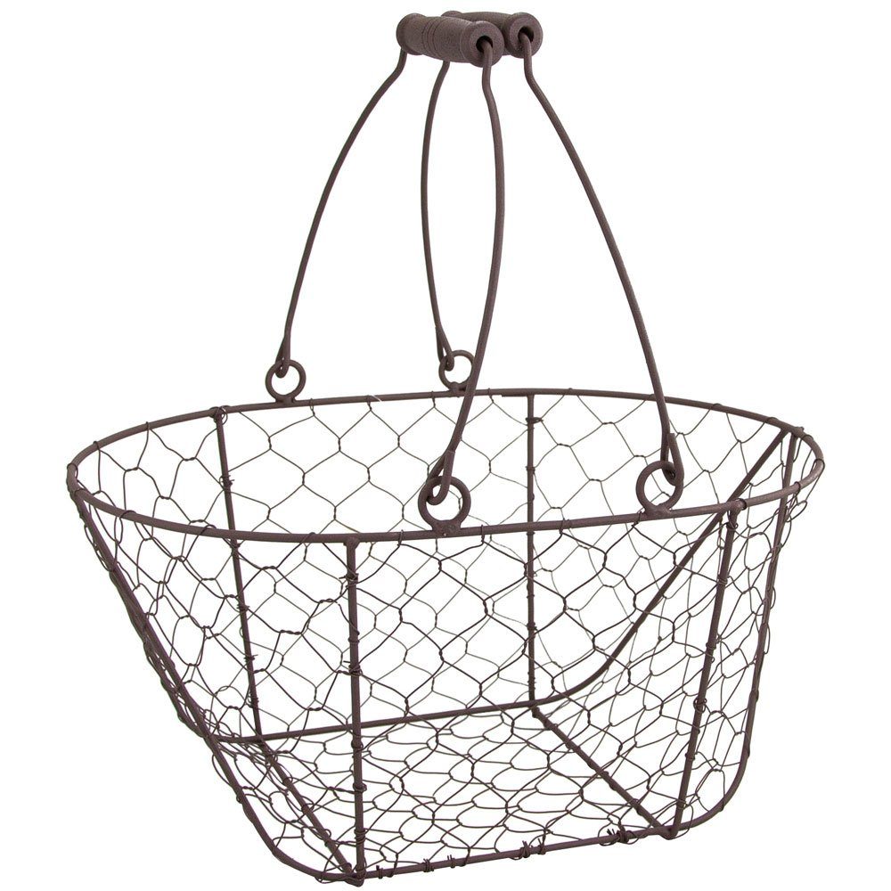 Dekoobjekt Metallkorb mit Griffen 31 x 22 cm - Drahtkorb