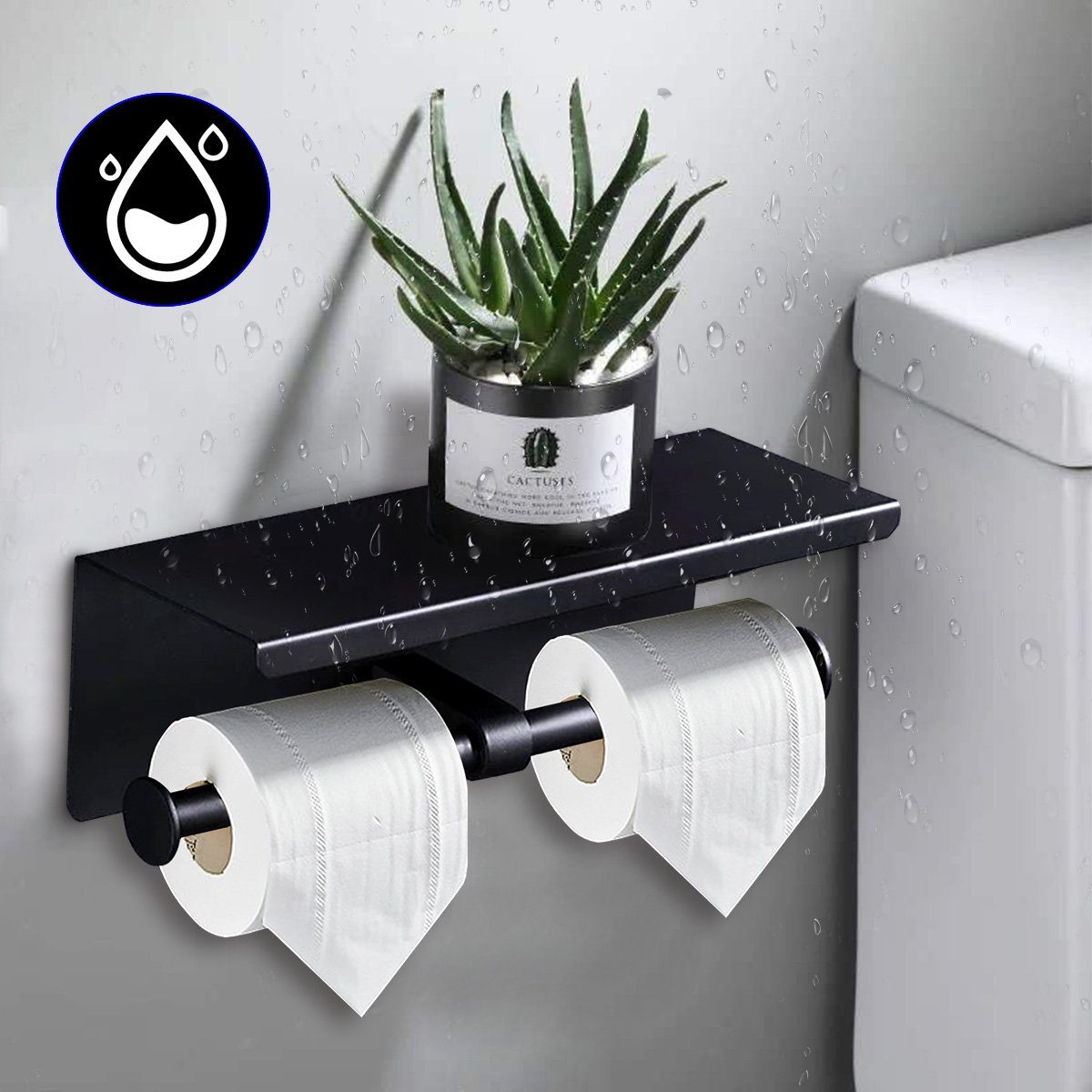 Regal (Schwarz/Silber), 7Magic Toilettenpapierhalter mit Papierhalter