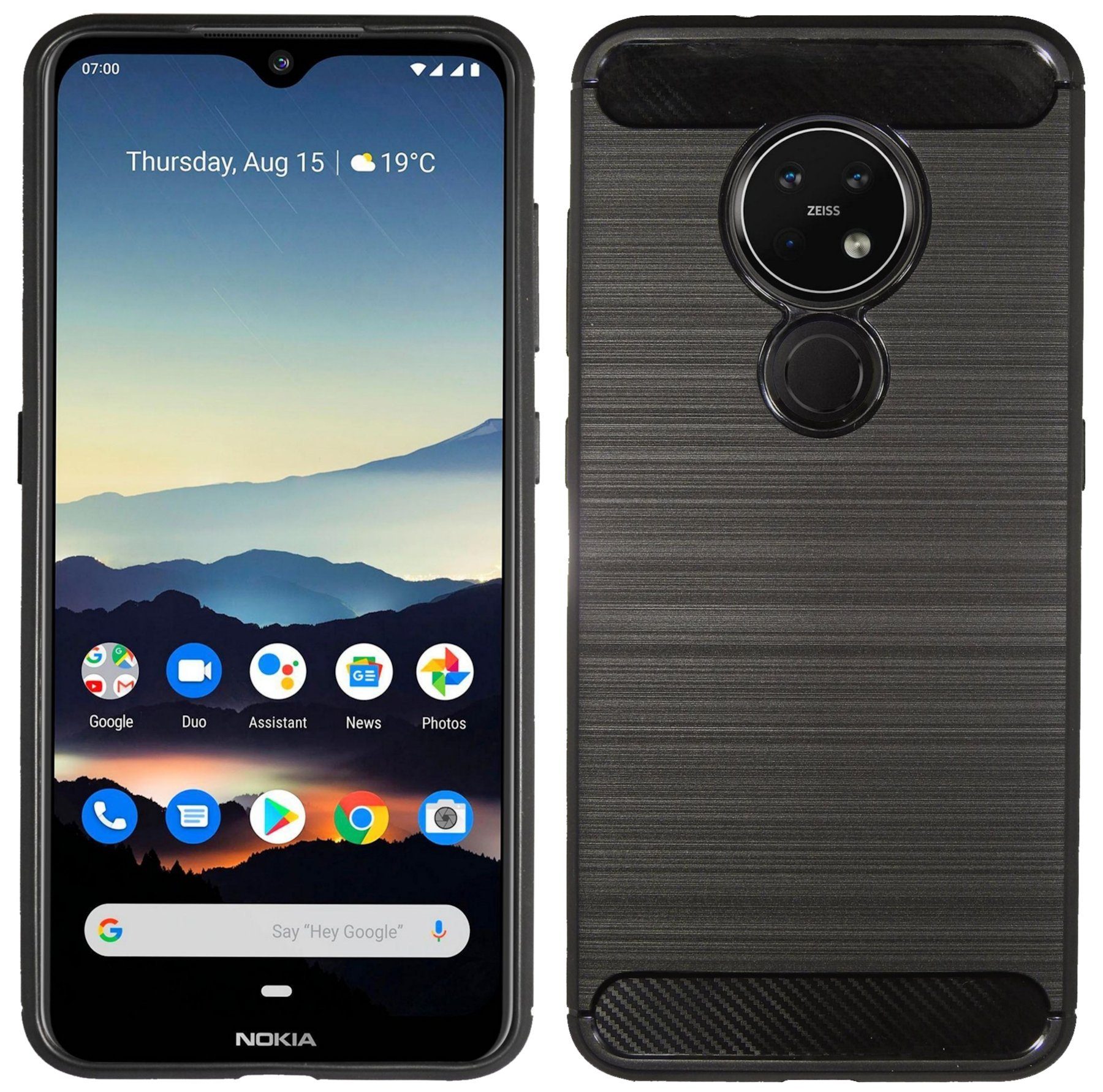 cofi1453 Handyhülle Silikon Hülle Carbon für Nokia 7.2, Case Cover Schutzhülle Bumper