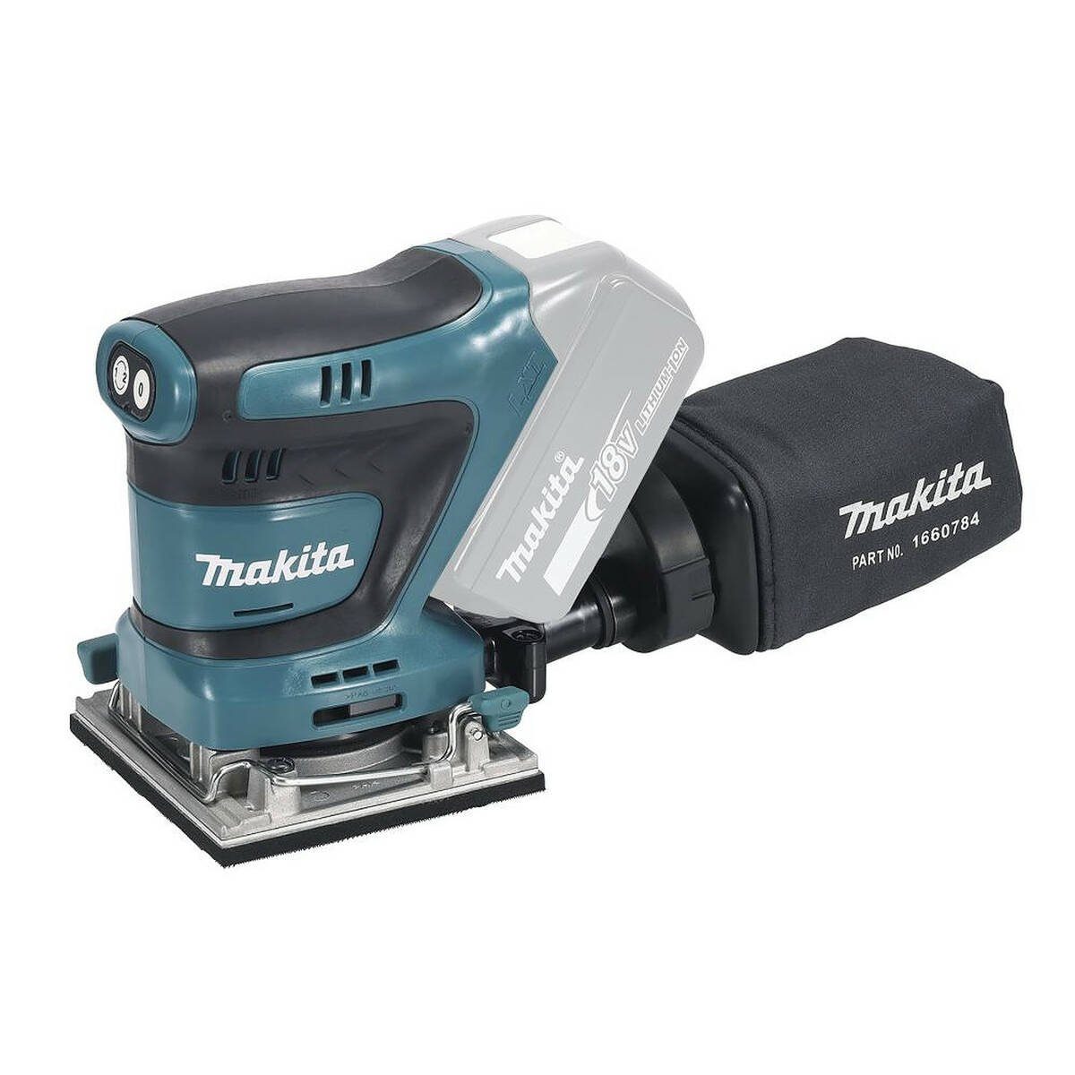 Makita Akku-Schwingschleifer DBO484Z, (Sologerät, ohne Akku und Ladegerät), Klettsystem, Tiefentladeschutz