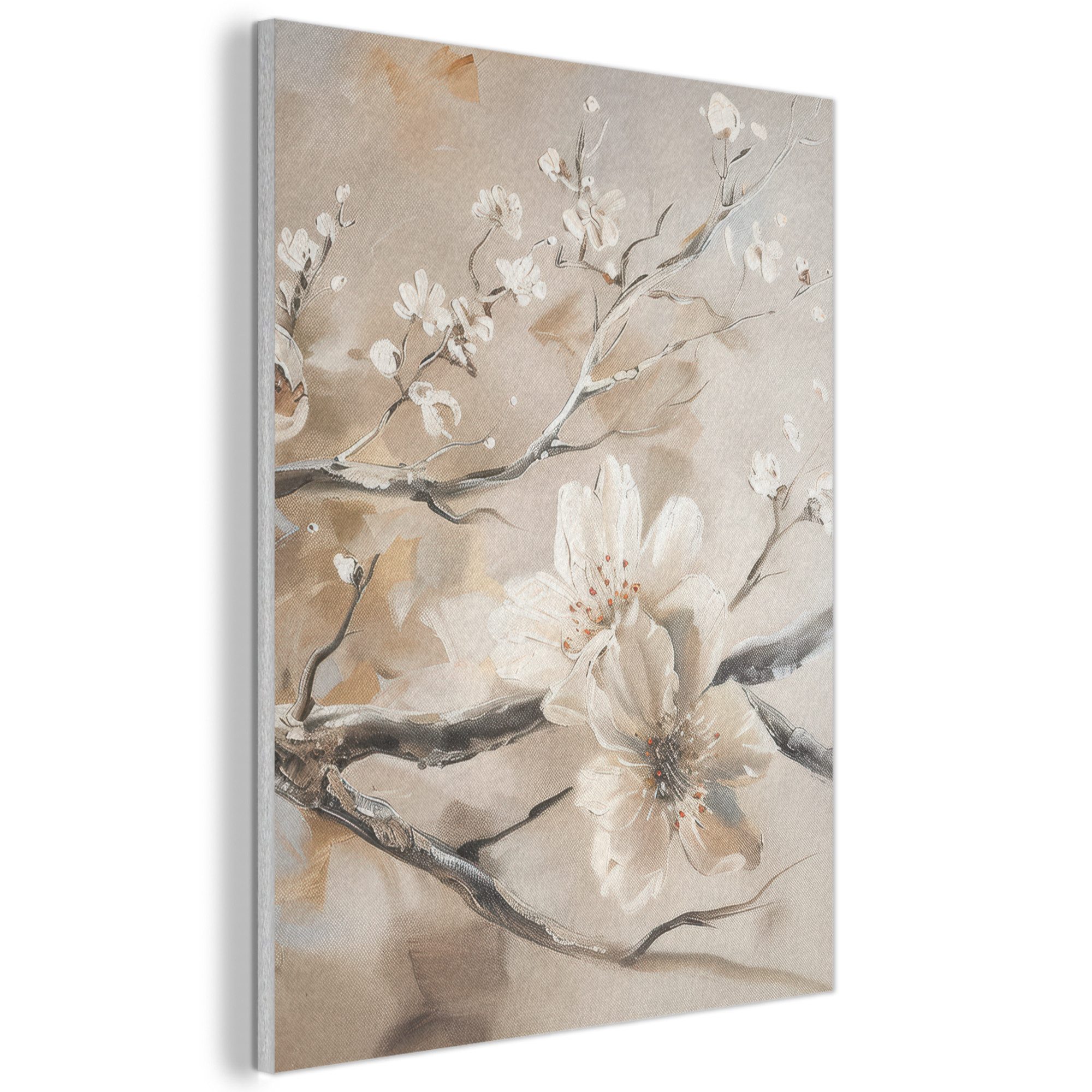 MuchoWow Gemälde Blumen - Natur - Weiß - Blüte - Abstrakt, Fotodruck (1 St) günstig online kaufen