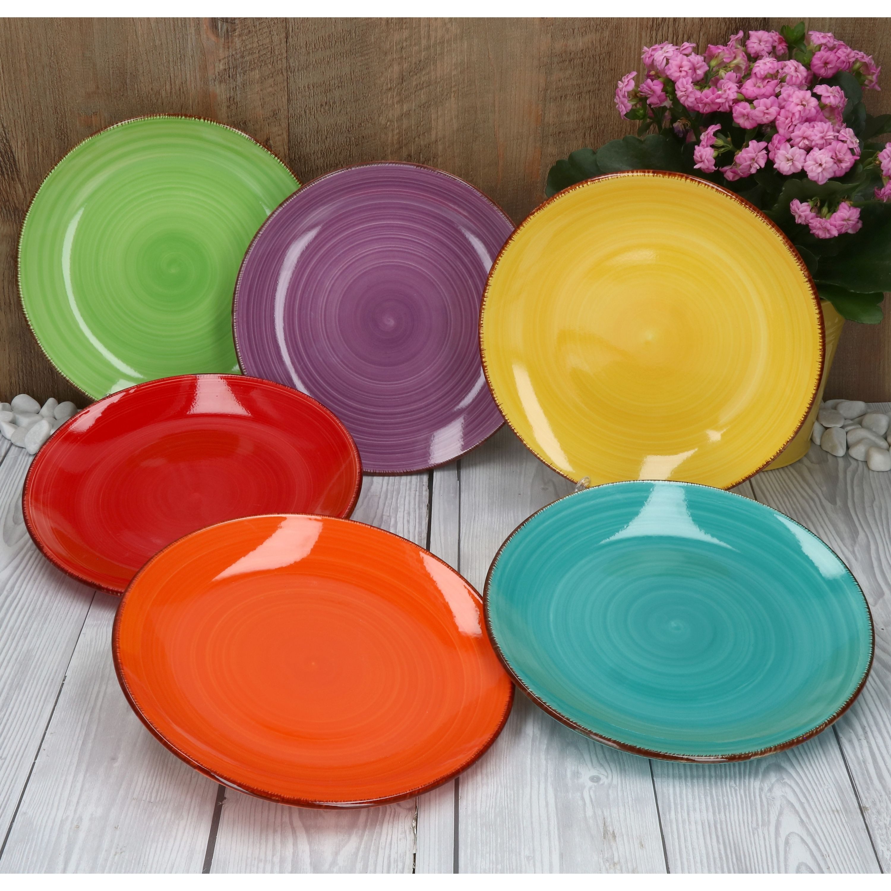 MamboCat Frühstücksteller 6er Set Dessert- Kuchenteller Uni Bunt