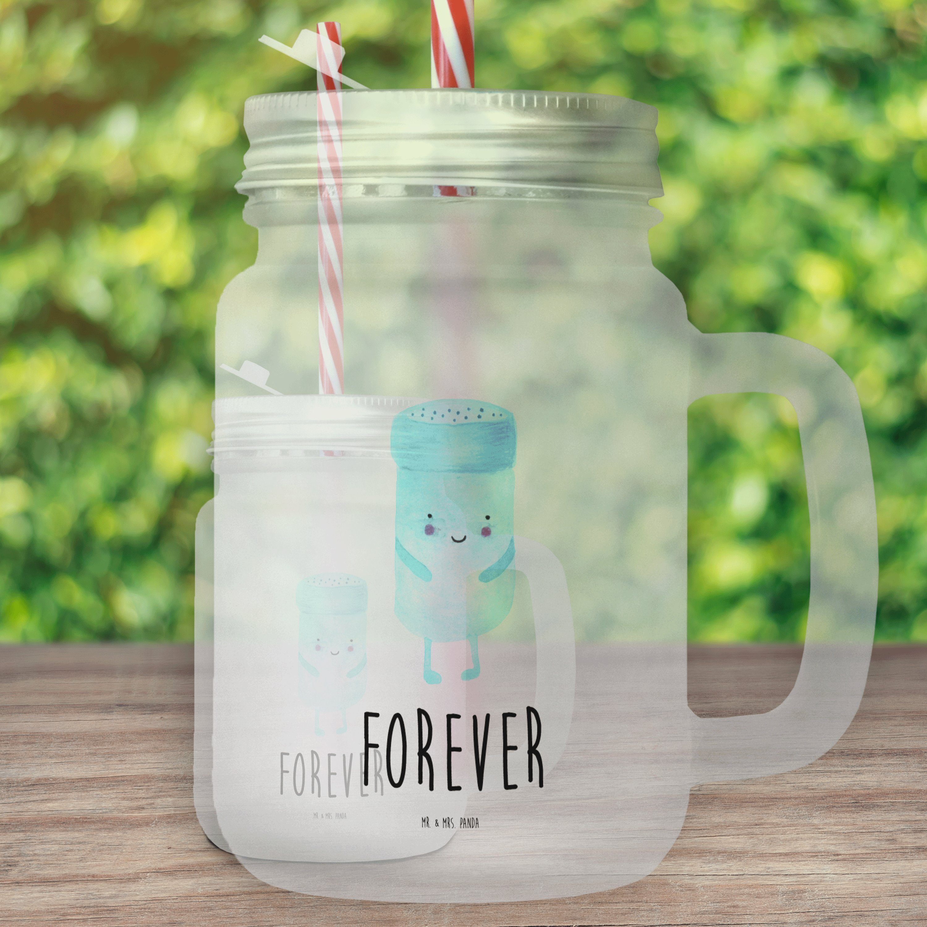 Mr. & Mrs. Panda Glas BestFriends-Salt - Transparent - Geschenk, Gute Laune, Mason Jar Trin, Premium Glas | Gläser