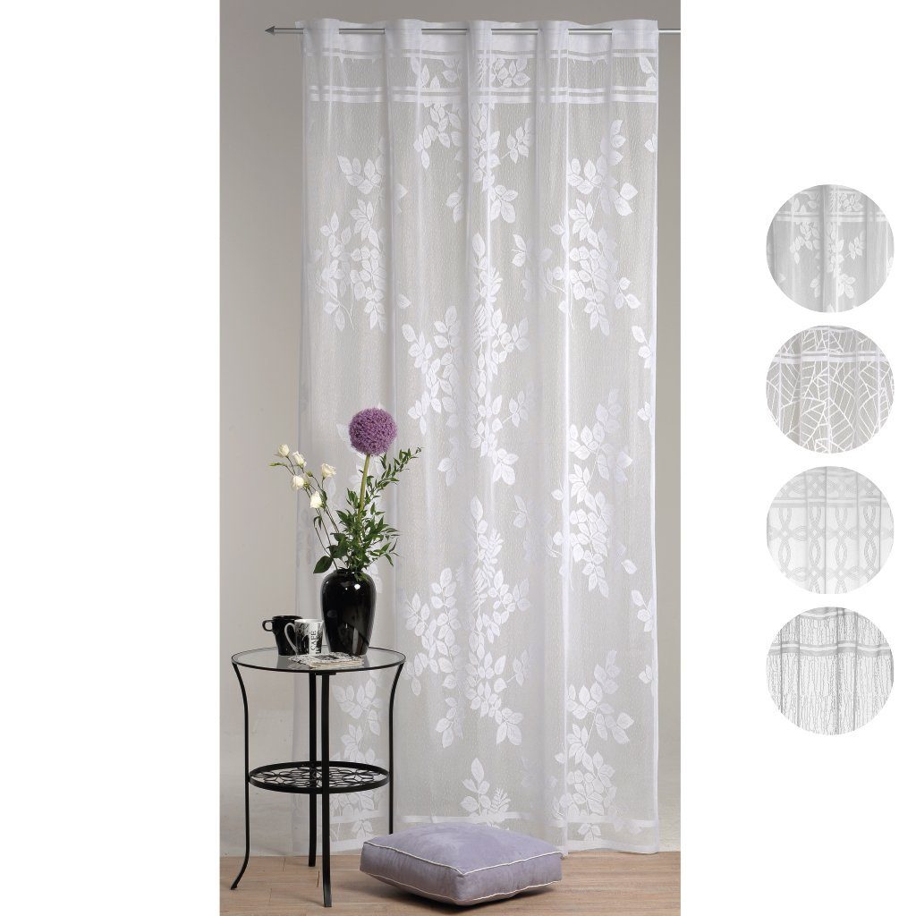 Arsvita Gardine Dekoschal Jaquard (1 St), Stangendurchzug, transparent, mit Stangendurchzug, transparent, pflegeleichte Fertiggardine – Bild 2 von 4