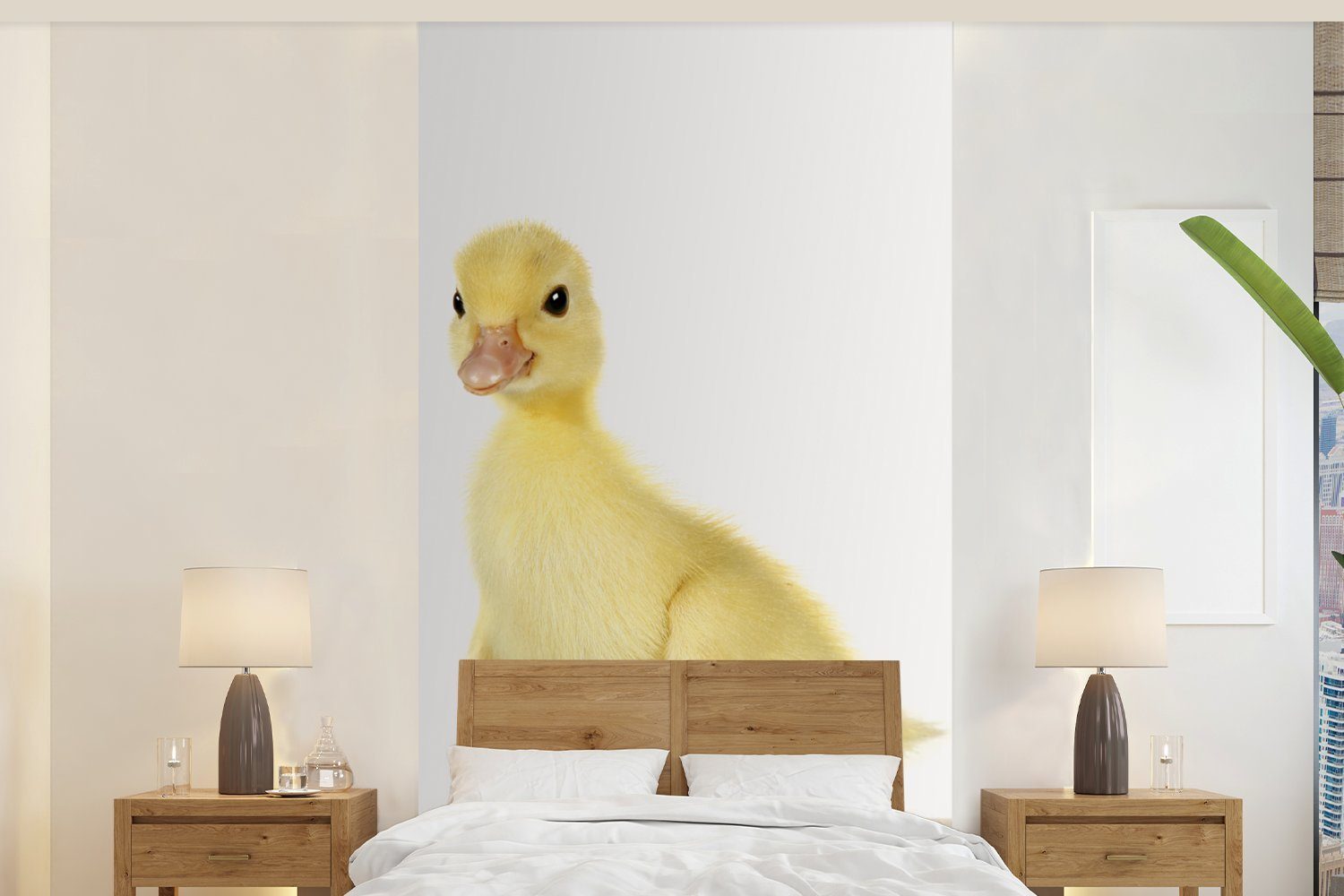 MuchoWow Fototapete Ente - Küken - Tiere - Süß - Mädchen - Jungen - Kinder, Matt, bedruckt, (2 St), Vliestapete für Wohnzimmer Schlafzimmer Küche, Fototapete