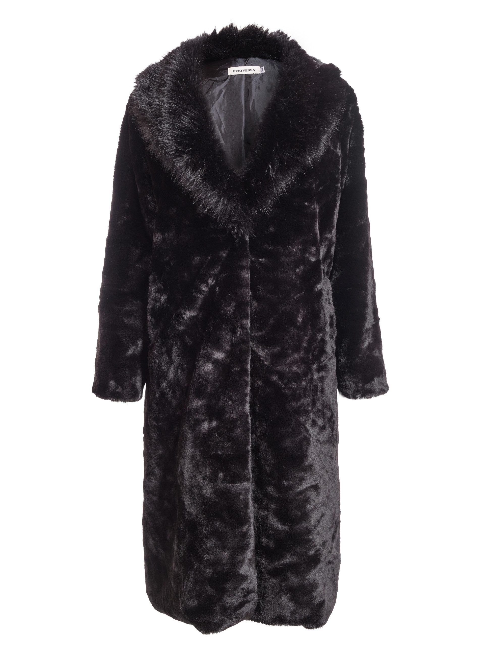 PEKIVESSA Wintermantel Flauschiger Midi-Mantel aus Fellimitat mit elegantem günstig online kaufen