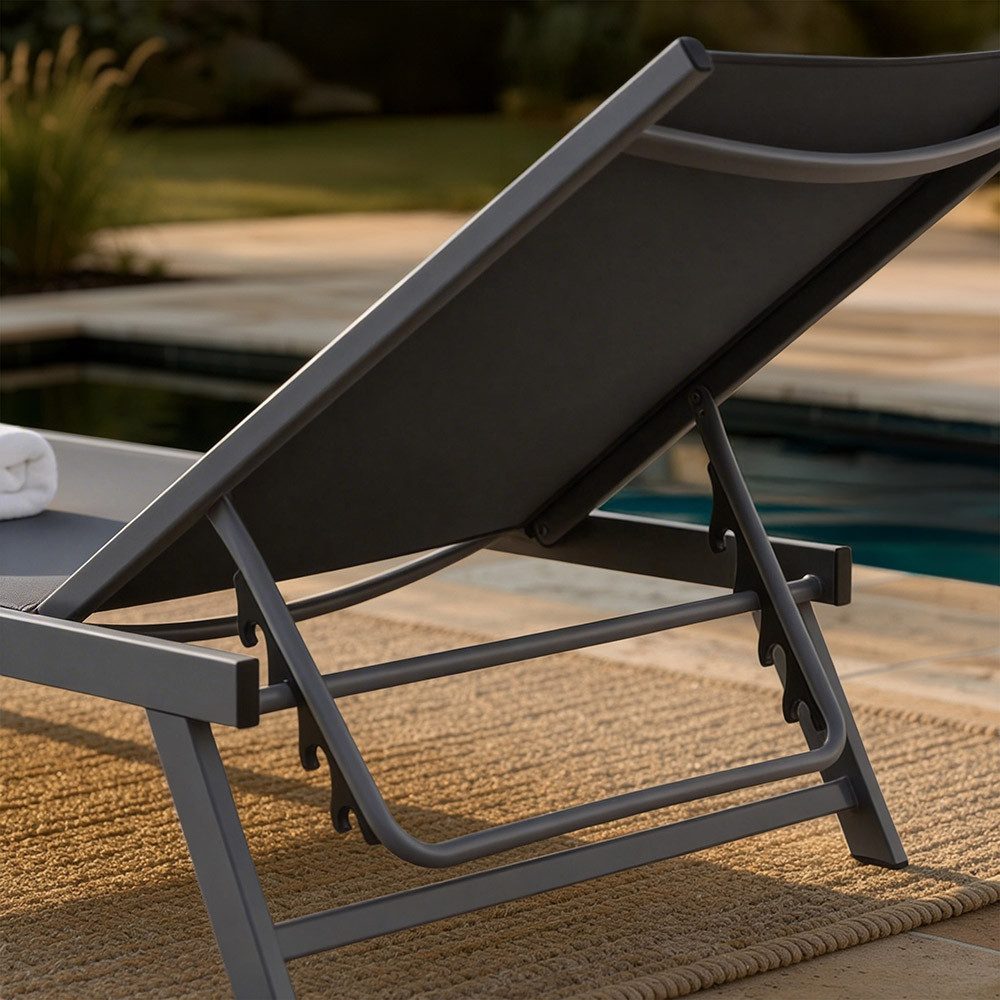 HOME DELUXE Gartenliege NAILEA - 192 x 60 x 32–96 cm, verstellbare Rückenlehne, Liegestuhl, Aluminium-Liege