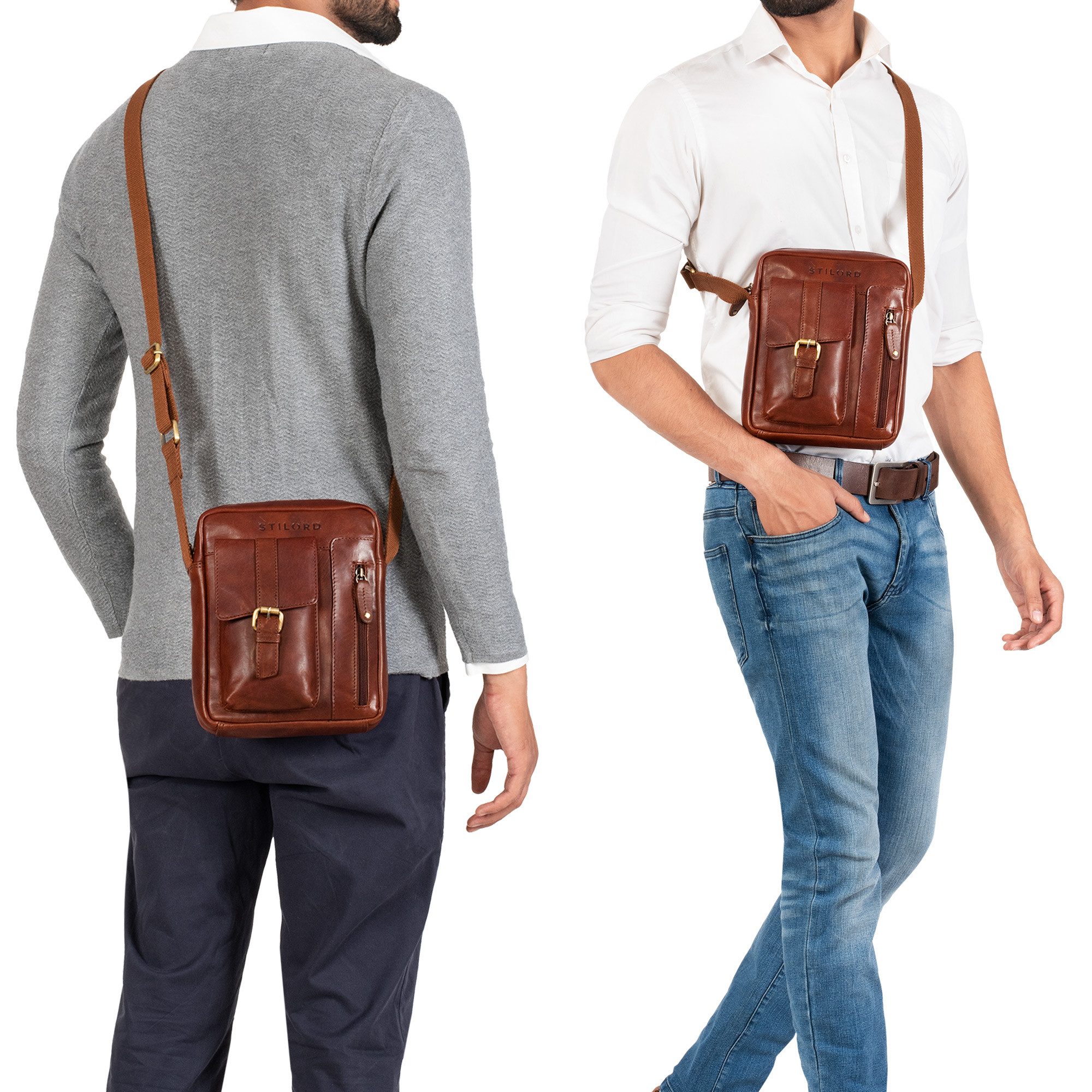 STILORD Schultertasche "Kendrick" Herren Umhängetasche Leder klein