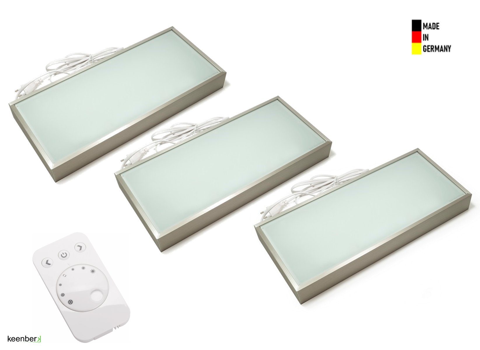 L&S LED Wandleuchte 3er SET LED Glasbodenleuchte Edelstahloptik Fernbedienung