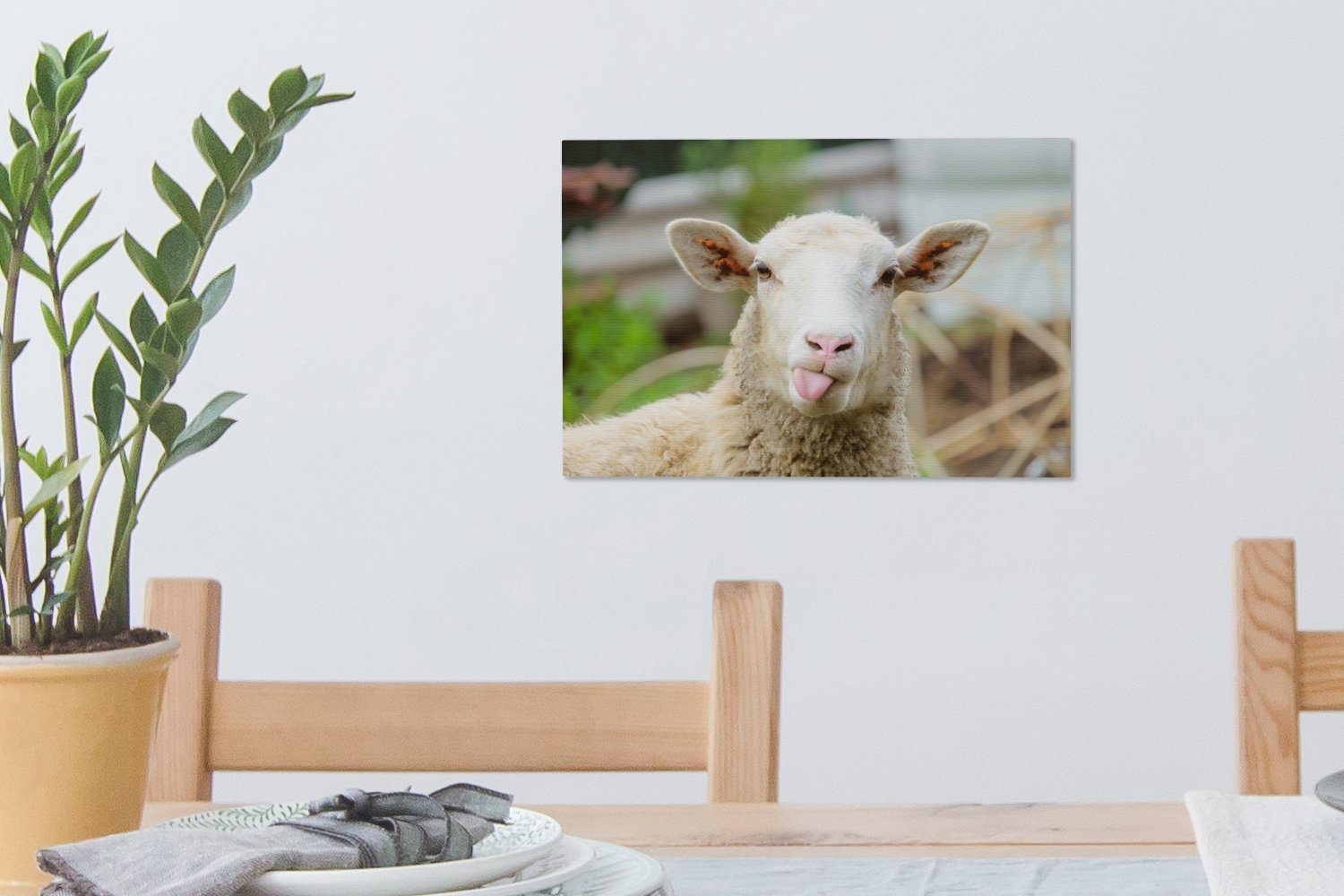 Tiere Aufhängefertig, Leinwandbilder, 30x20 Wolle, Leinwandbild Wanddeko, - - Wandbild Schafe St), cm OneMillionCanvasses® (1