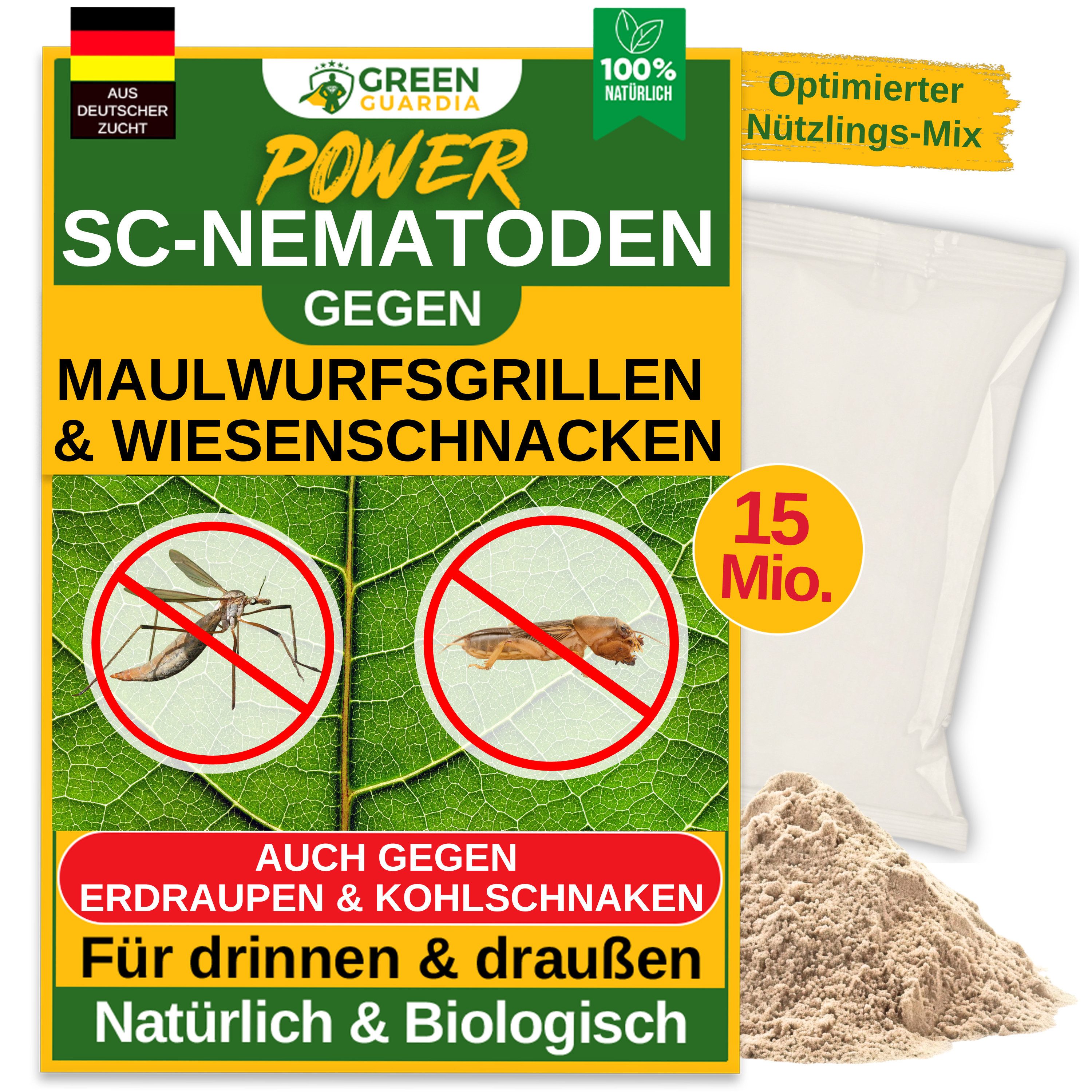 Insektenvernichter SC-Nematoden gegen Maulwurfsgrillen, Wiesenschnaken und Erdraupen