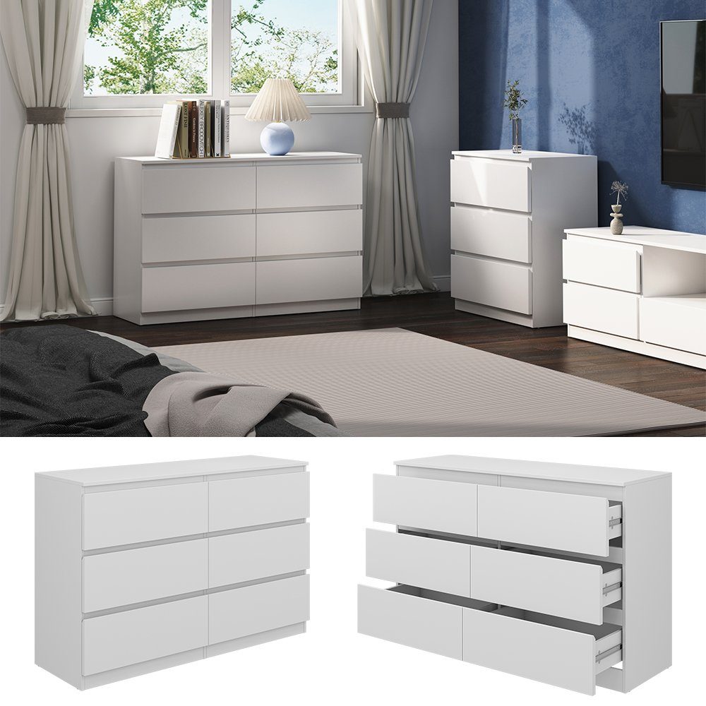 Vicco Kommode Calisto, Weiß/Weiß, 120 x 78.5 cm (1 St)