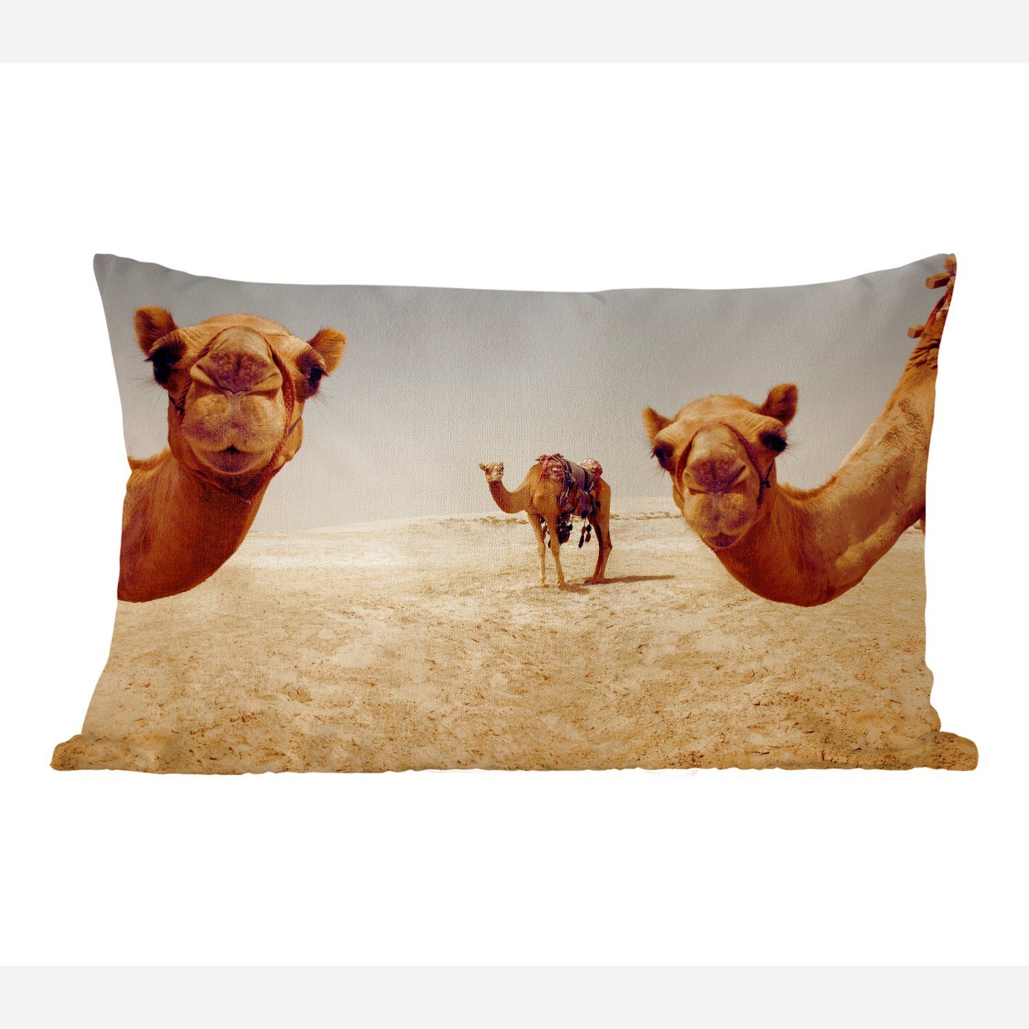 MuchoWow Dekokissen Kamele in Doha Gatar, Wohzimmer Dekoration, Zierkissen, Dekokissen mit Füllung, Schlafzimmer