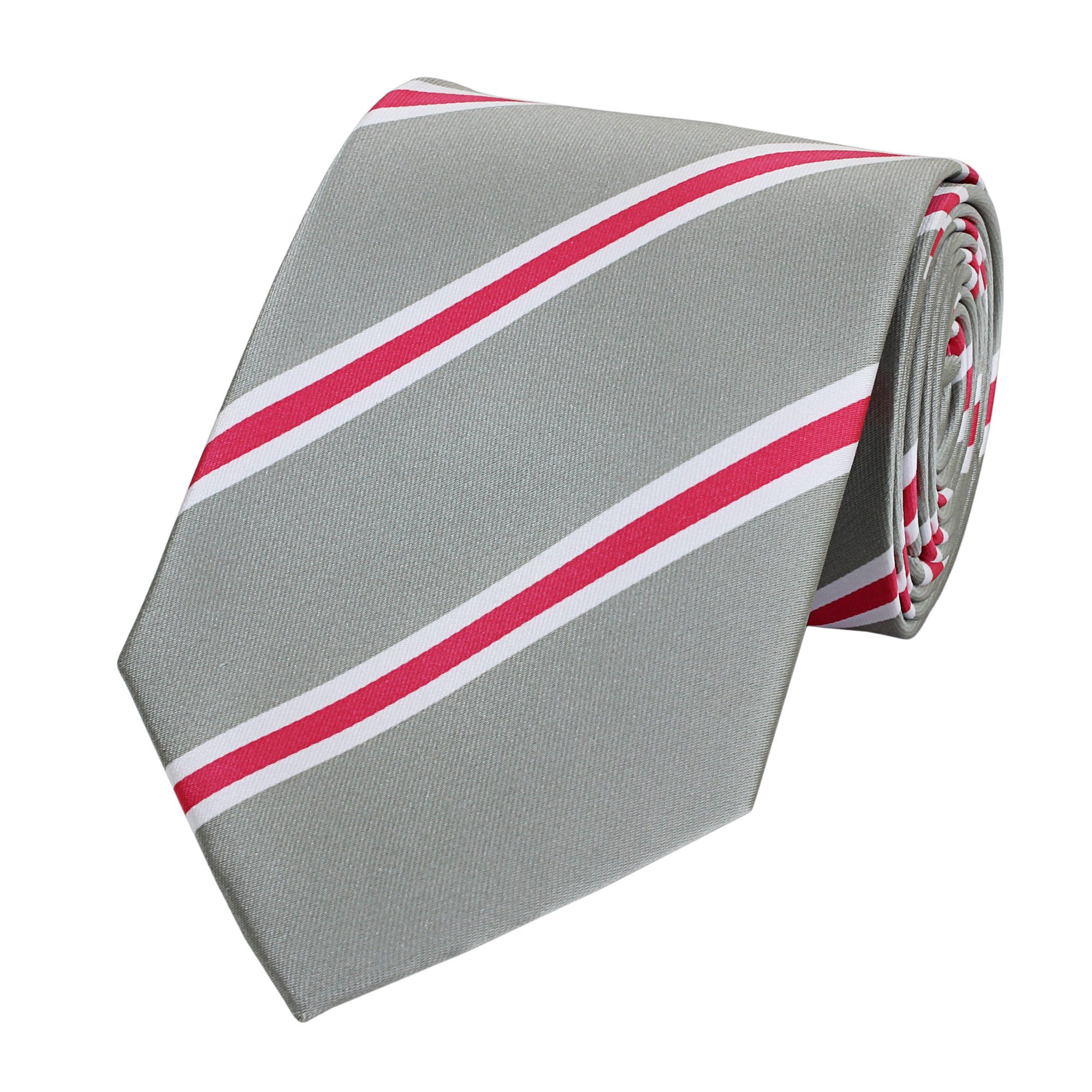 Fabio Farini Krawatte Breit Krawatte Box, verschiedene (ohne - Silver/Hummingbird Dawn Männer Schlips in (8cm), - Grau 8cm Gestreift) Rot Pink/December Weiß Herren Hellgrau Grau