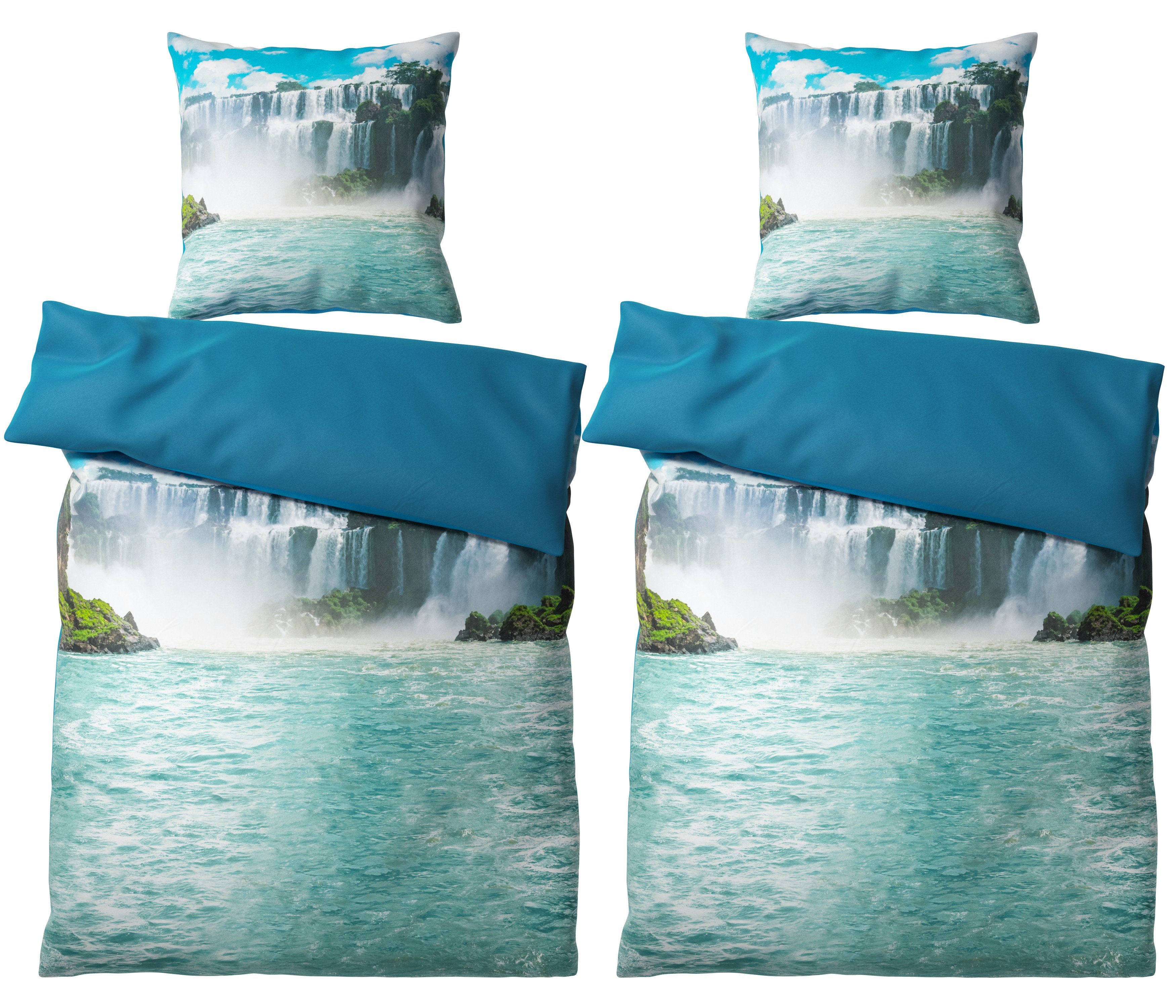 Sanilo Bettwäsche Wasserfall 135x200 cm, Bettbezug und Kissenbezug, Baumwolle, 4 teilig