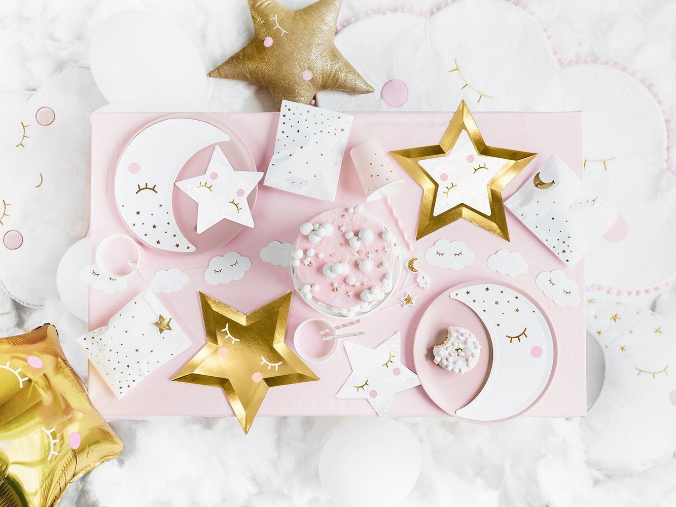 partydeco Papierserviette, Servietten Stern 16x16cm 20 Stück weiß