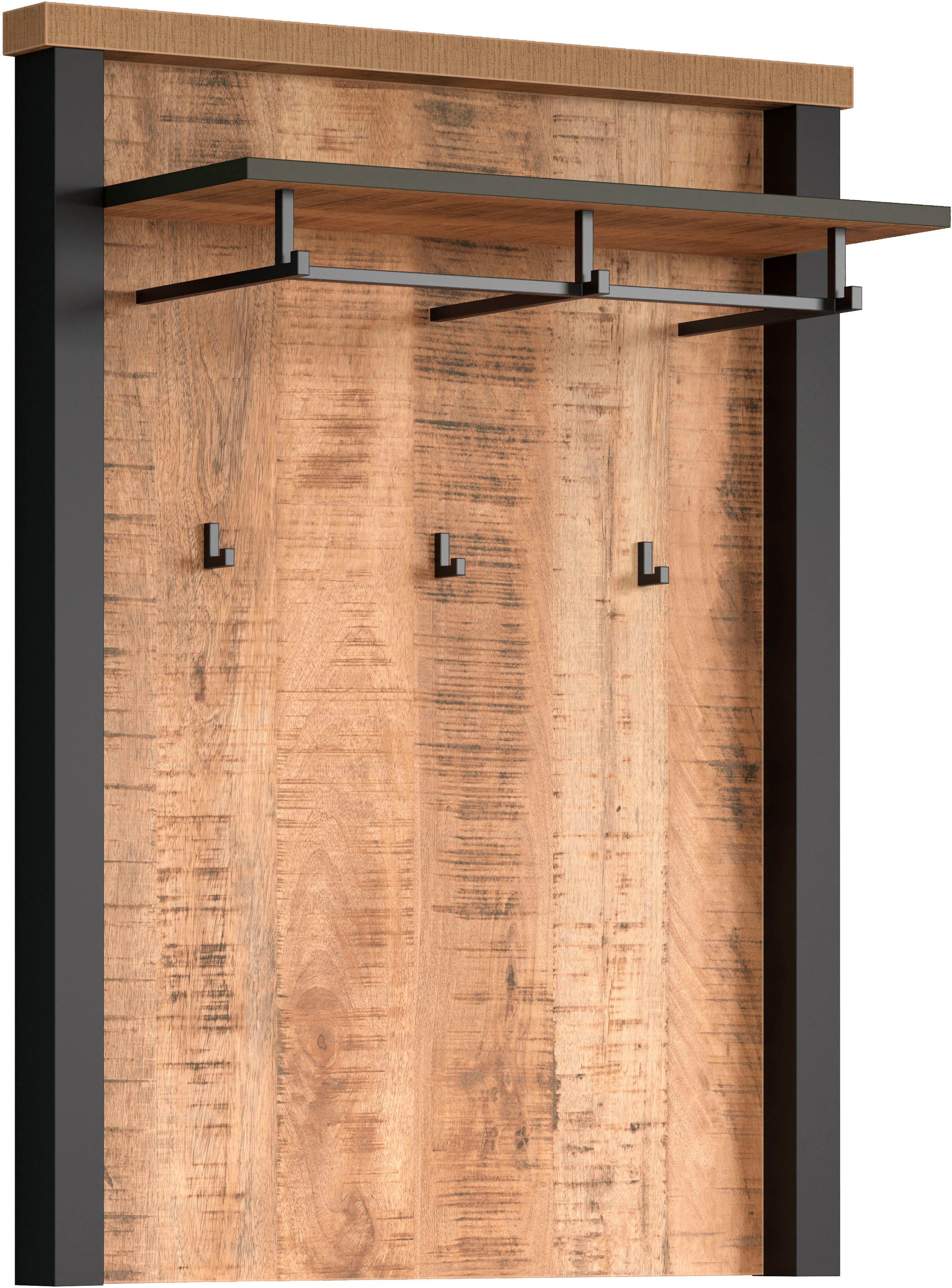Home affaire Garderobenpaneel Elda (1 St), Wandpaneel mit Ablage, 1 Kleiderstange, 3 Haken – (B/T/H) 73/27/95 cm
