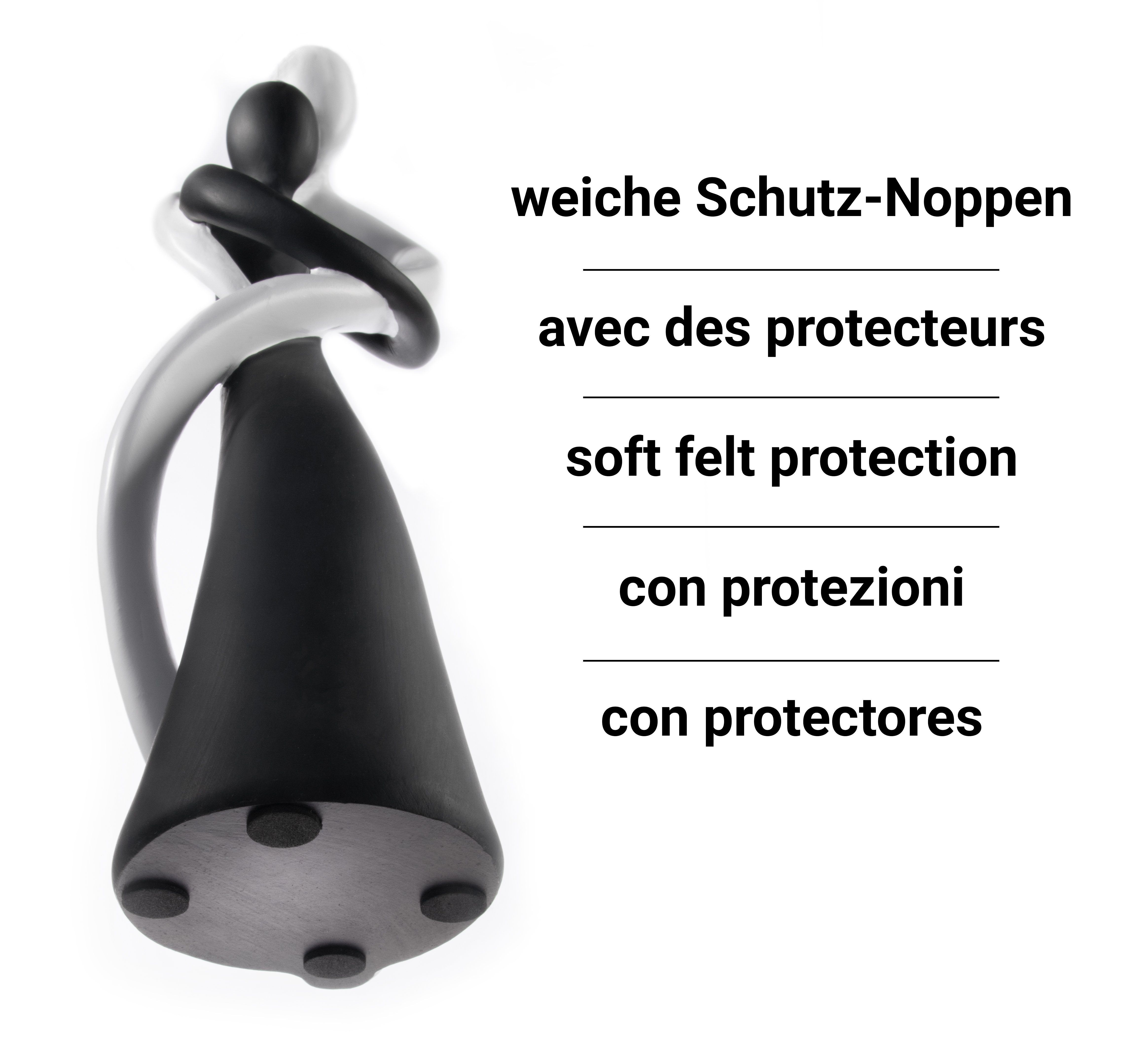 handbemalte hoch Dekofigur - stilvolles Schwarz Harmonisches Paar in Feinknick aus Symbol Skulptur 27cm & Marmorit Liebe, Weiß für