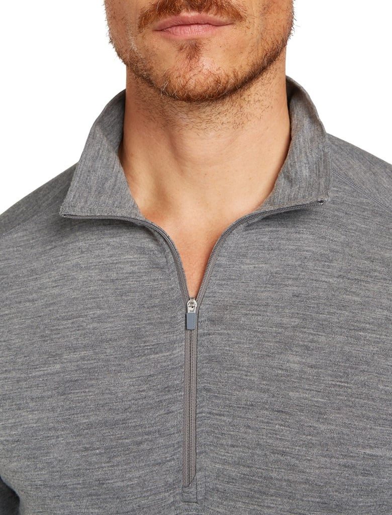 Icebreaker Langarmshirt Unterwäsche Half-Zip 200 Oasis LS - Merinowolle, enganliegend - grau