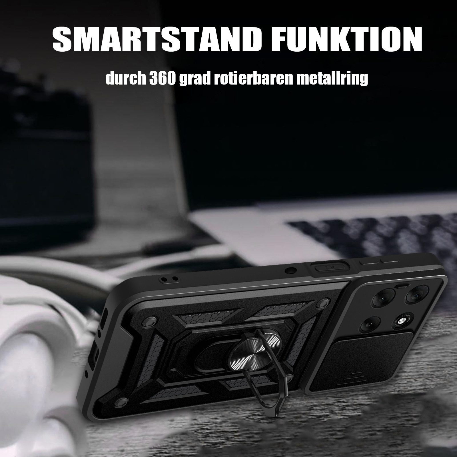 betterfon Handyhülle Panzer Hülle für Motorola Moto G86 Outdoor Case mit Kameraschutz, Outdoorhülle mit Ringhalter Smartstand Kameraschutz und Silikonkern