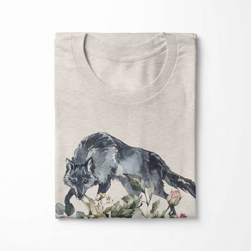 Sinus Art T-Shirt Herren Shirt 100% gekämmte Bio-Baumwolle T-Shirt Aquarell Wolf Motiv Nachhaltig Ökomode aus erneuer (1-tlg)