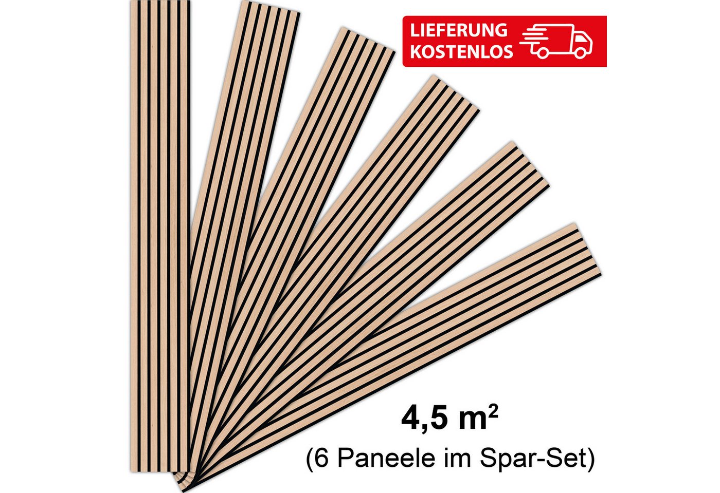 Thumbnail - acous 3D Wandpaneel Akustikpaneel Spar-Set Comfort FSC® Eiche Echtholzfurnier, BxL: 30,00x250,00 cm, 0,75 qm, (Spar-Set ...