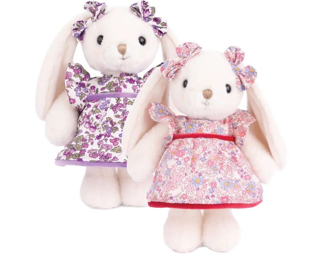 Bukowski Kuscheltier Bukowksi Kuscheltier Hase Dalia mit pinkem Blumenkleid 22 cm