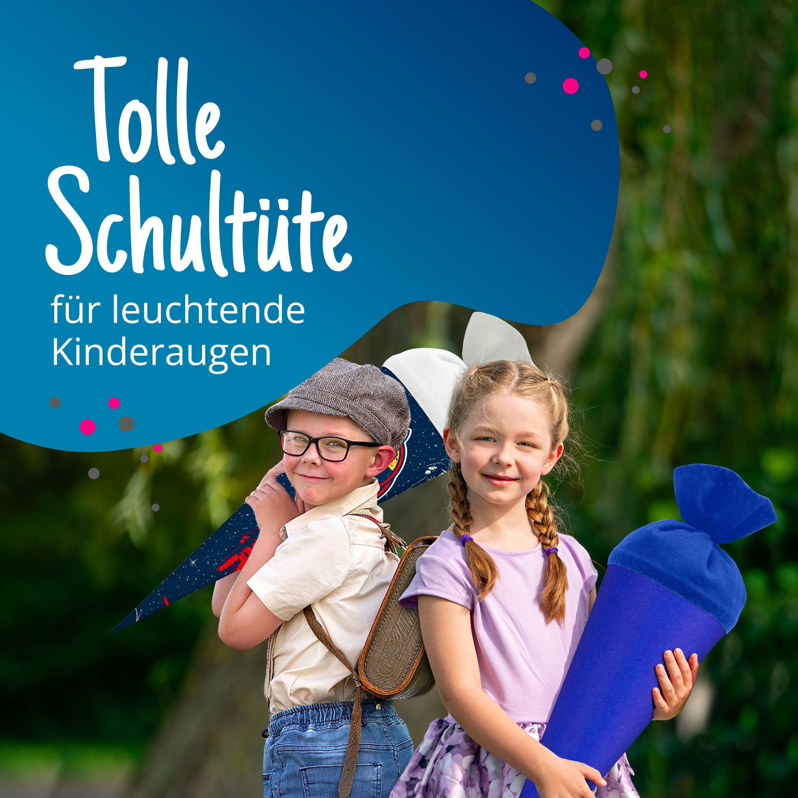 itenga Schultüte itenga Bastelschultüte 70cm rund BLAU – Bild 2 von 5