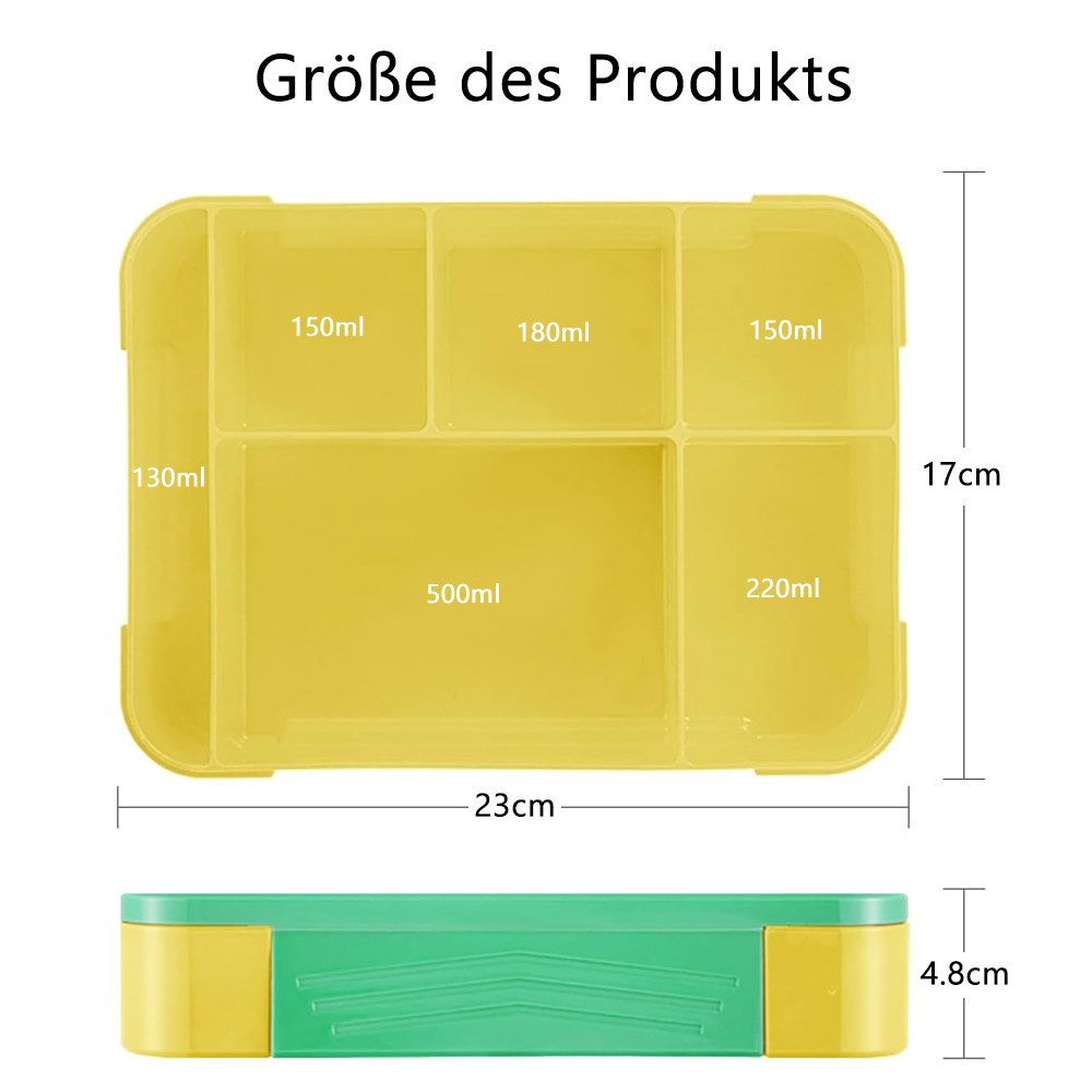 TUWENA Lunchbox Brotdose Kinder mit Fächern, 1330ml auslaufsichere Lunchbox, Snackbox