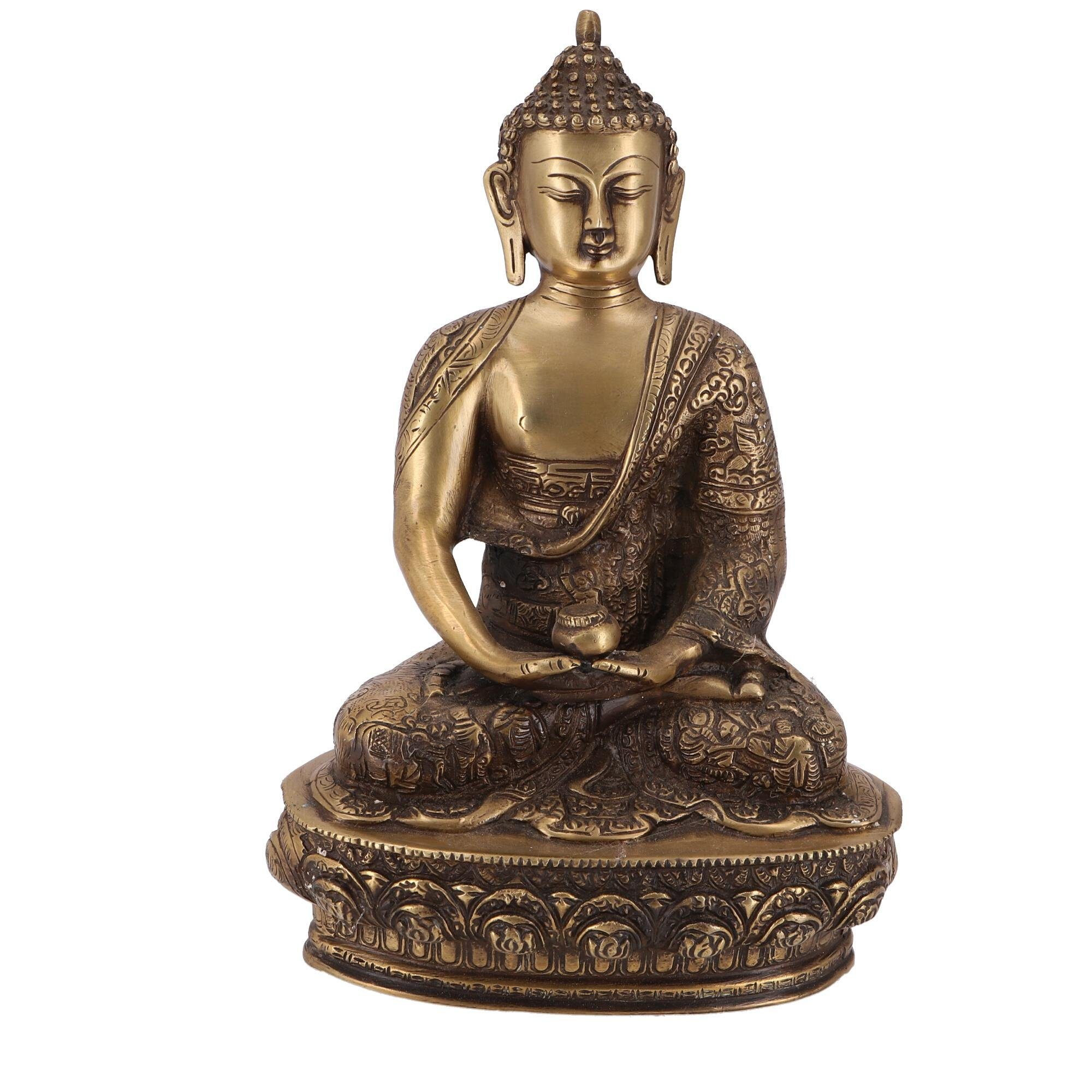 Guru-Shop Buddhafigur Buddha Statue aus Messing Dhyana Mudra 31 cm -..