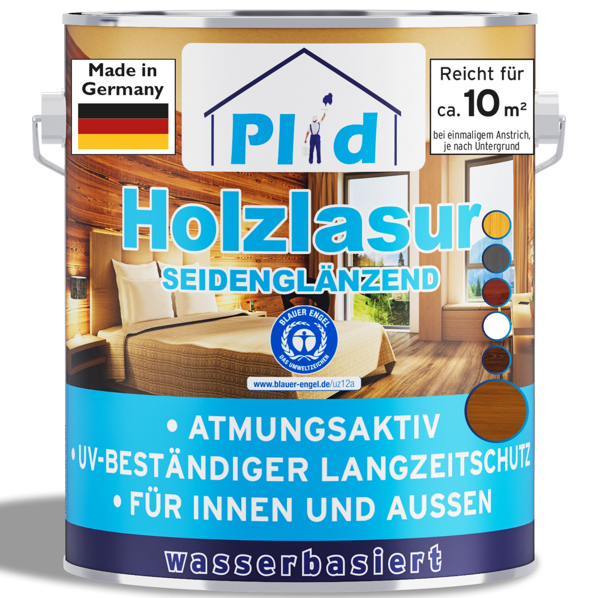 plid Holzschutzlasur Holzlasur Holzschutz Innen/Außen mit UV beständigem Langzeitschutz, Schnelltrocknend