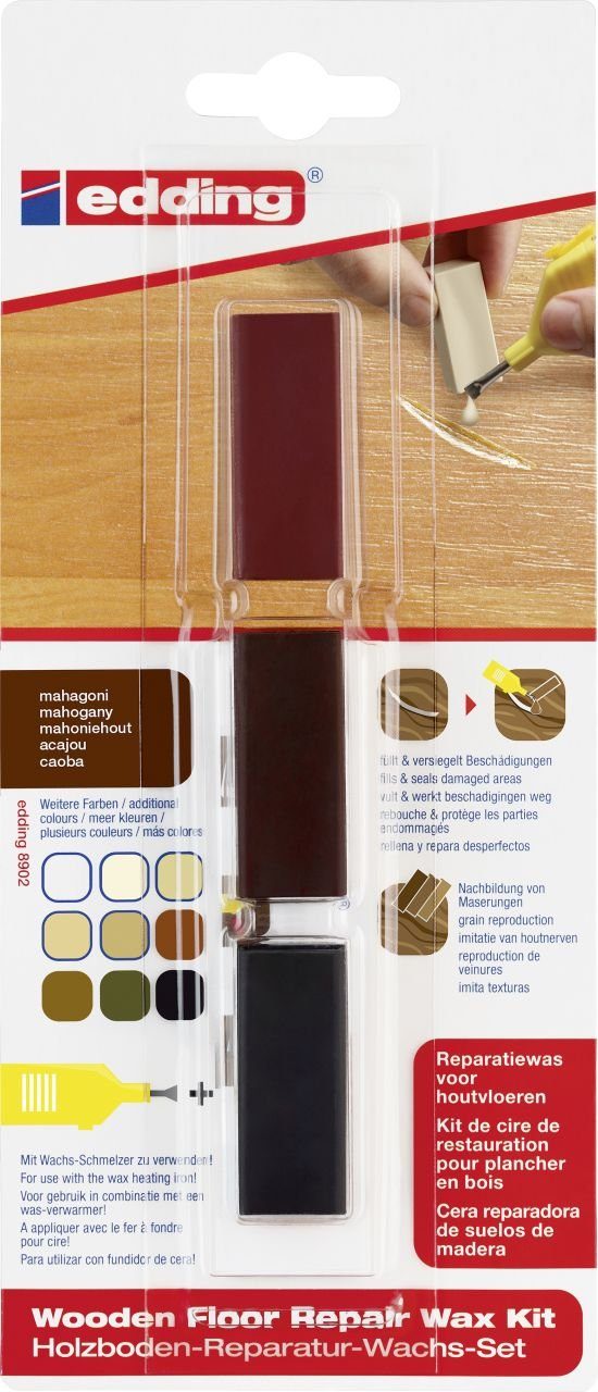 Hartholzöl Edding Holzboden-Reparaturwachs-Set 8902 mahagoni