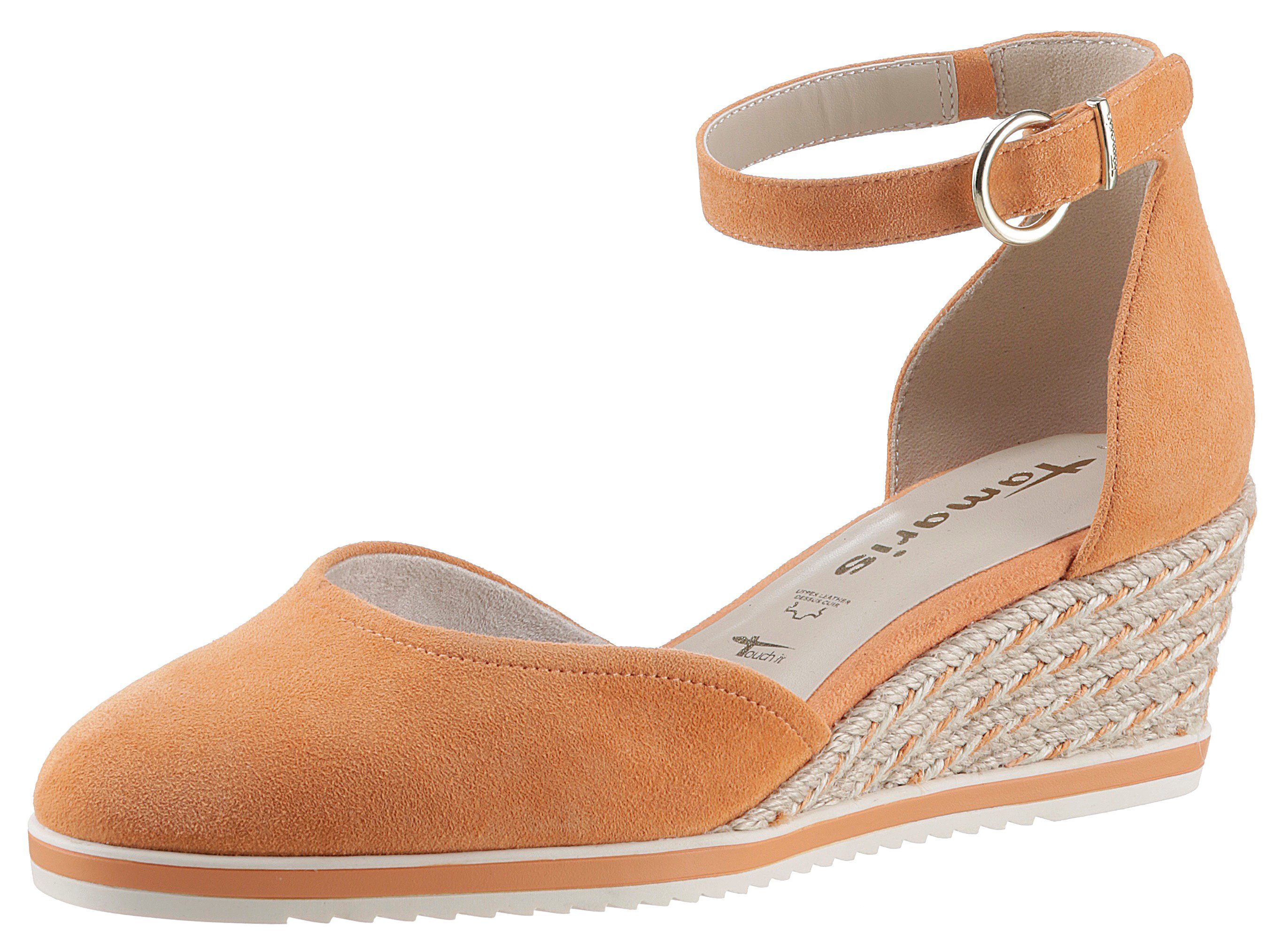 Tamaris Keilpumps, Keilabsatz, Schlupfschuh, Riemchensandale mit modischem Jute-Besatz