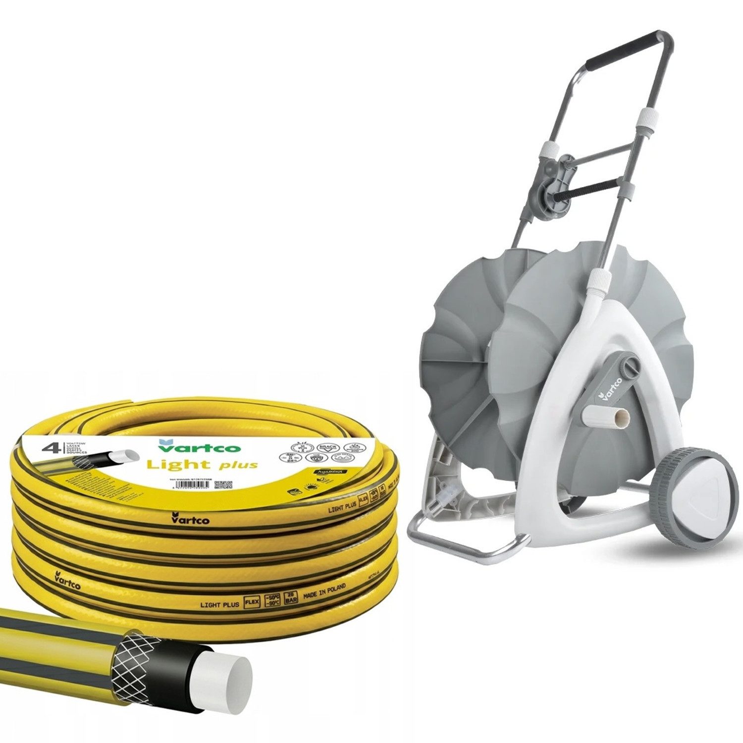 Vartco Schlauchwagen Light Plus Schlauchsatz 1/2'' 30 m + Rollwagen, Robuste Räder: 145 mm