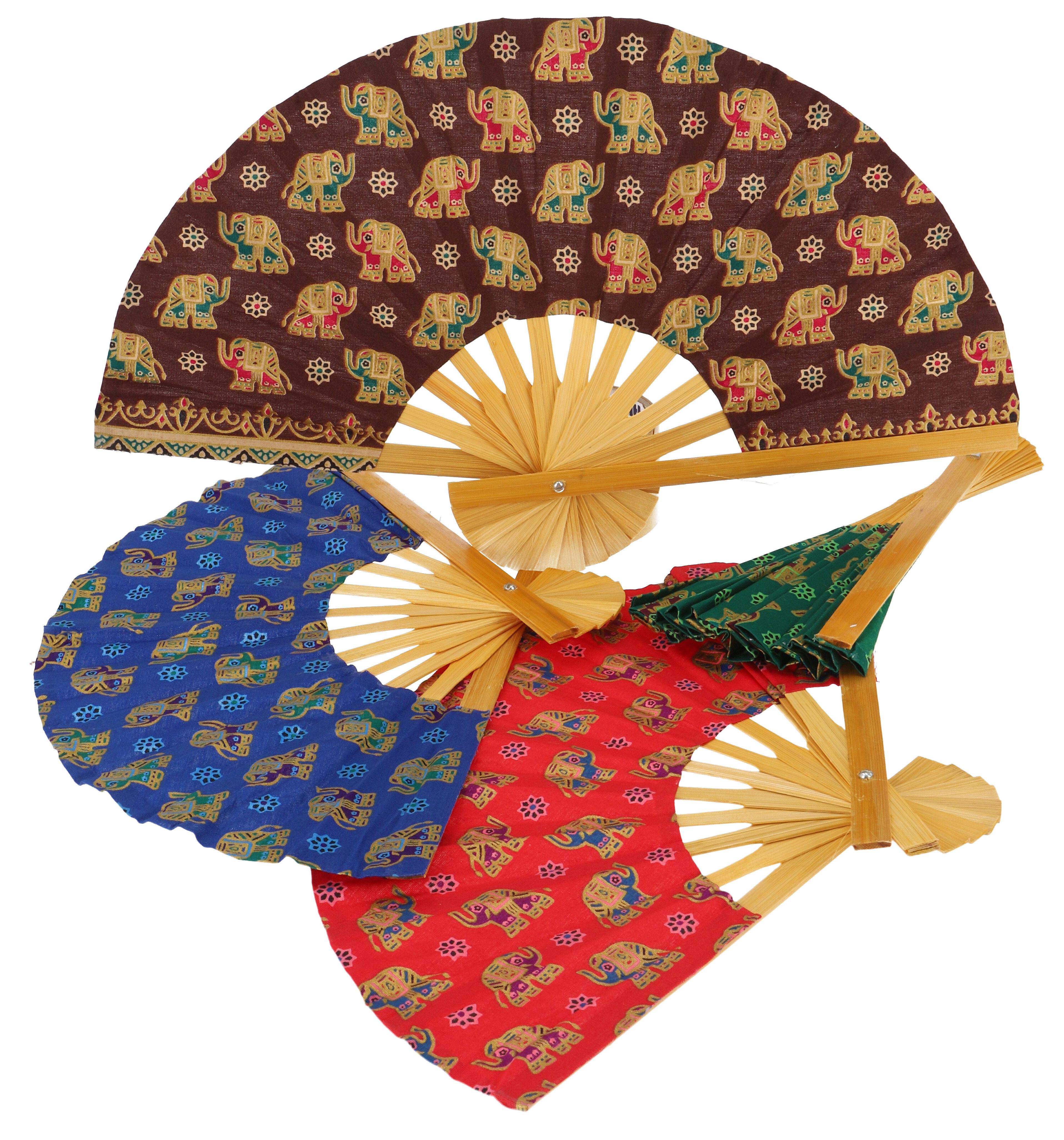 Guru-Shop Handfächer Bespannter Bambusfächer, asiatischer Fächer,..