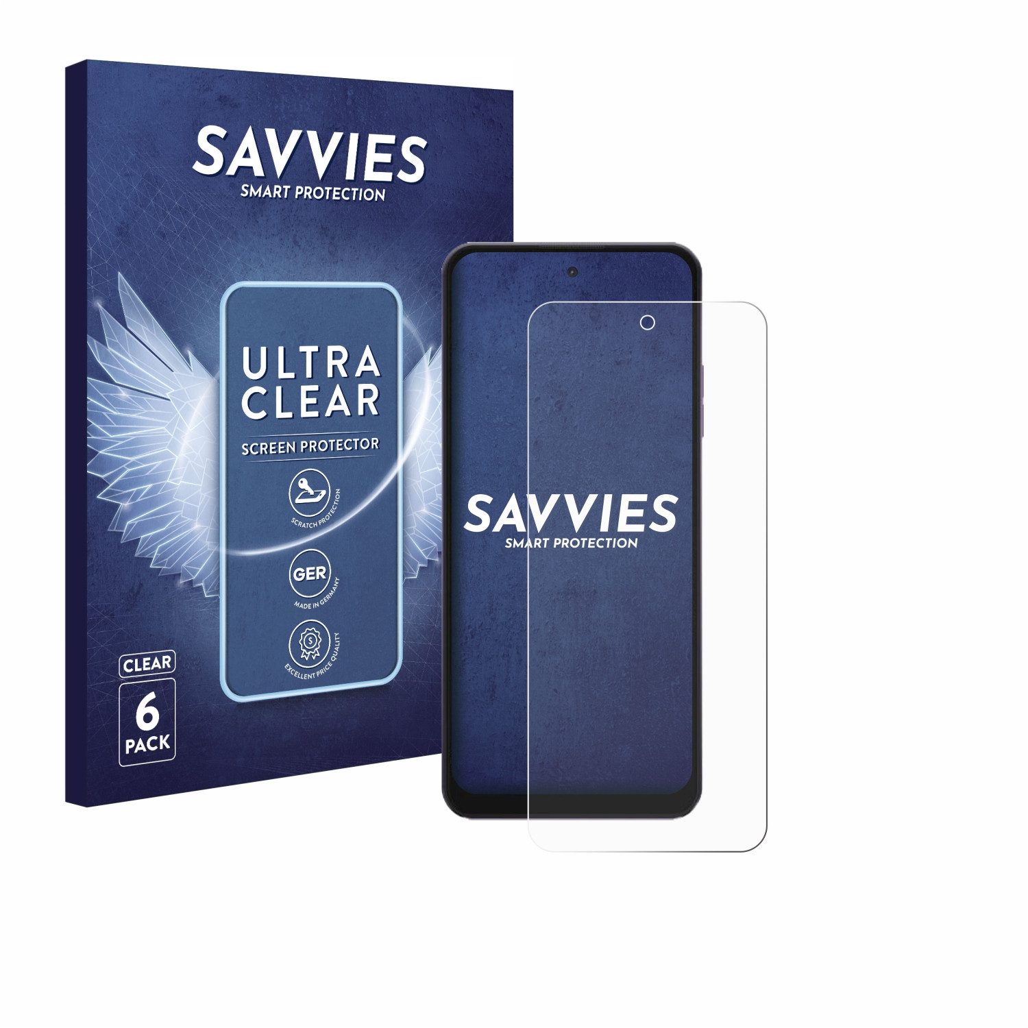 Savvies Displayschutzfolie Schutzfolie für Hotwav Note 13 Max, 6 Stück, Displayschutz Schutz Folie Klar Transparent