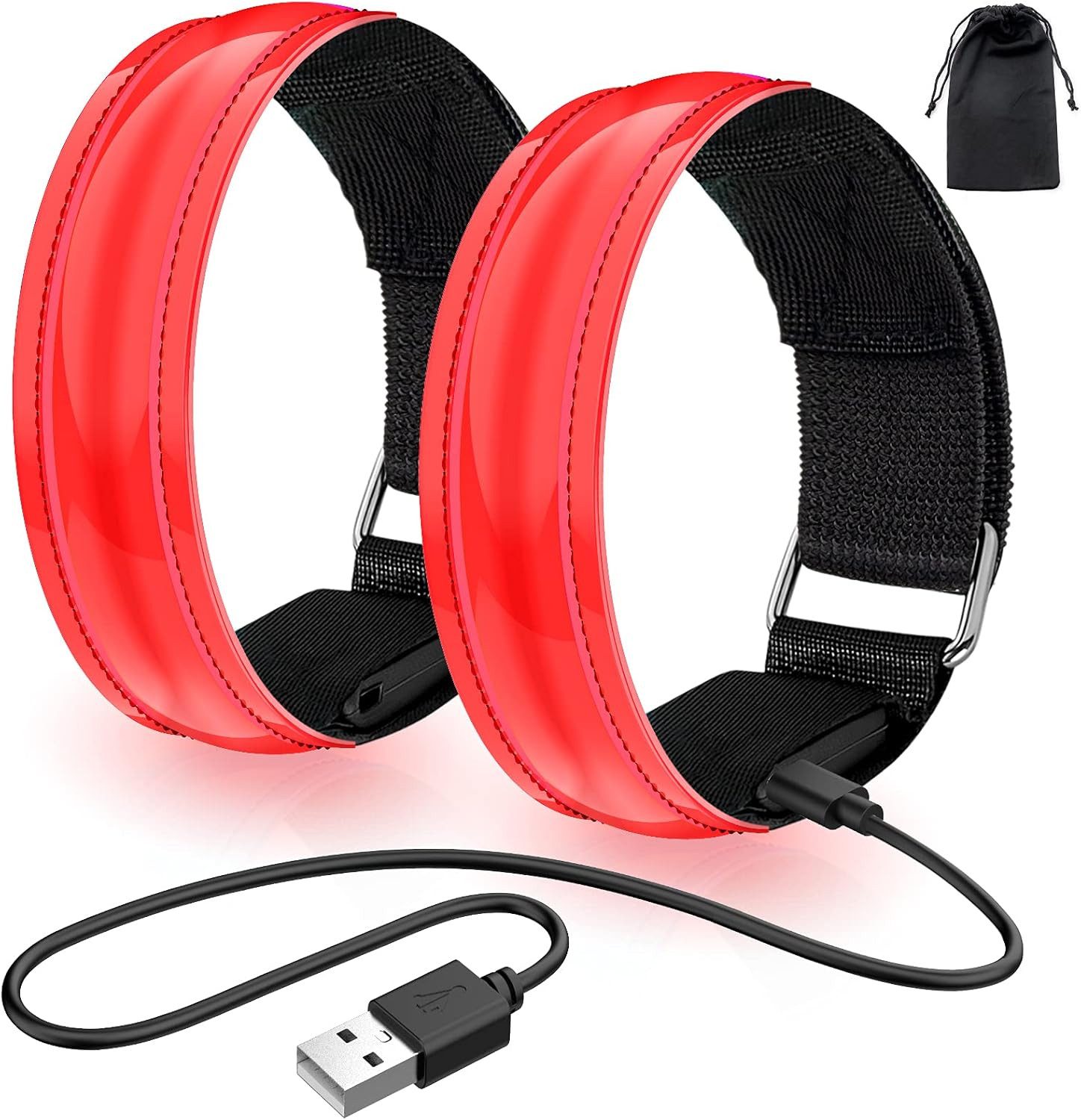 FELIXLEO Armband mit Gravur LED Armband 2 Stk aufladbar USB Reflektorband Laufen Joggen (1-tlg)