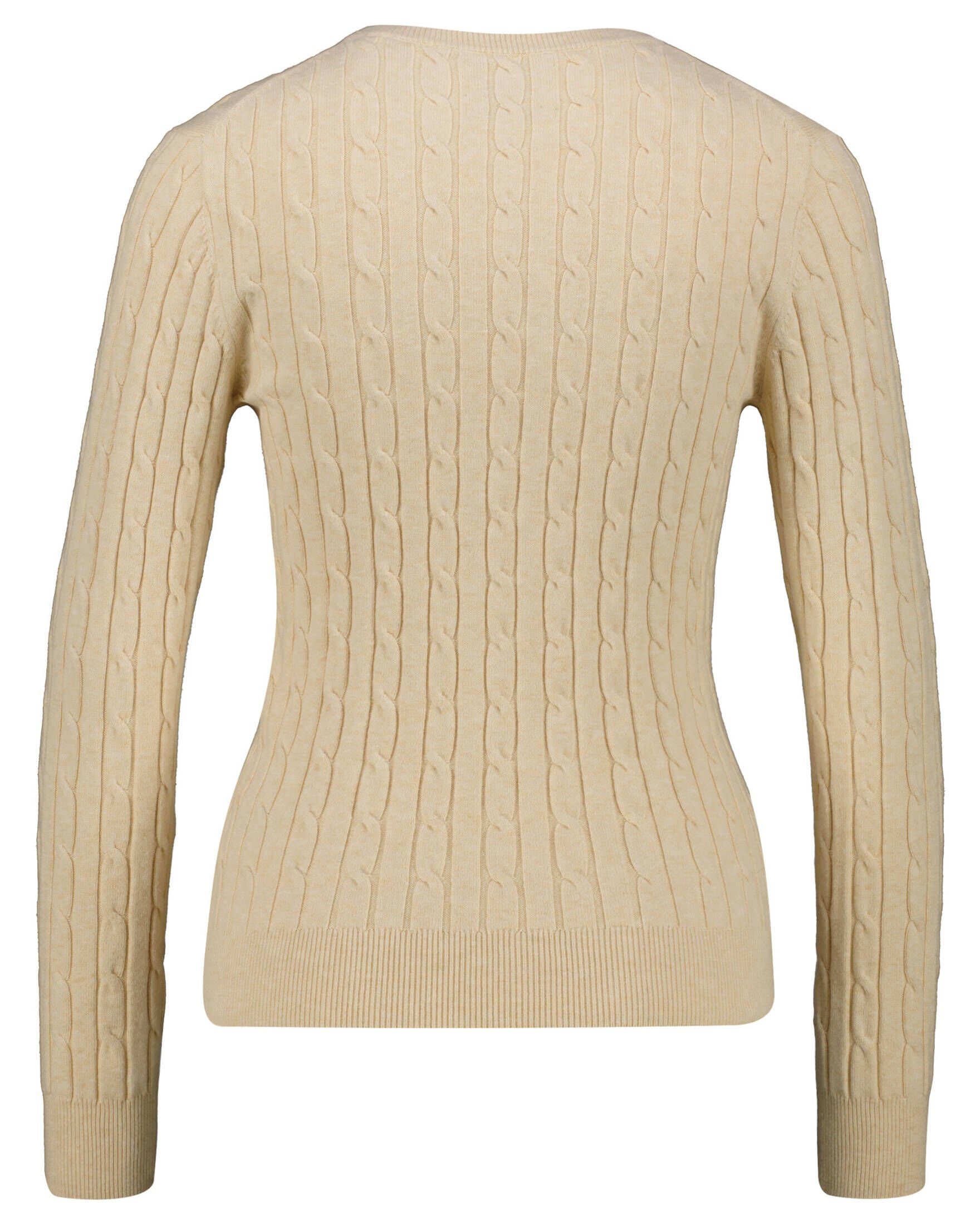 Gant (21) (1-tlg) Strickpullover STRETCH V-NECK sand CABLE Damen COTTON T-Shirt