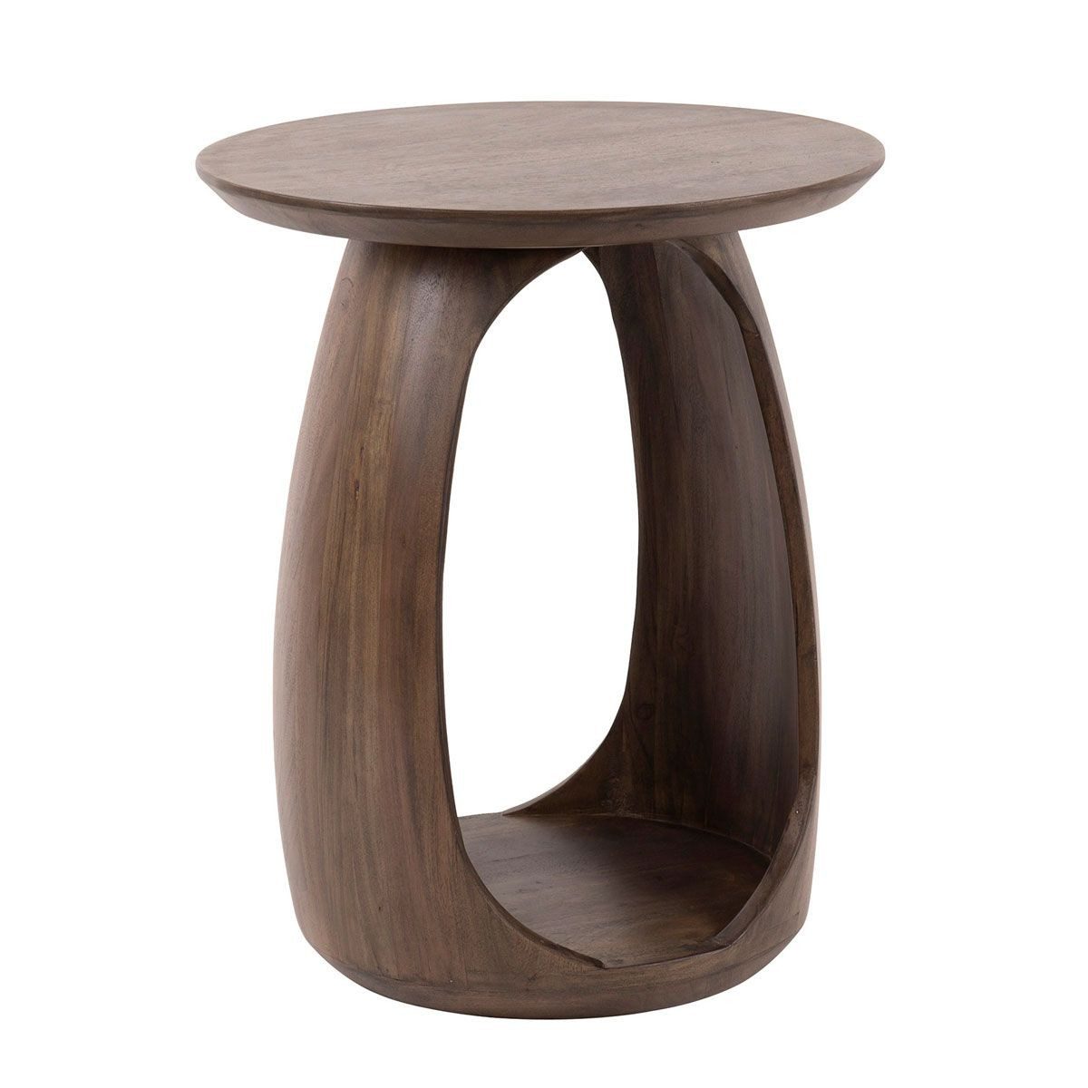 LEVEN Lifestyle Couchtisch Naturos Beistelltisch aus hochwertigem Holz Ø 45 / 60 cm in Braun (1 Tisch - kein SET), runde organische Form