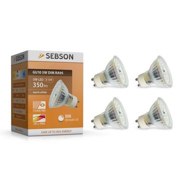 SEBSON LED-Leuchtmittel GU10 LED Lampe 5W dimmbar 350lm 3000K 230V Leuchtmittel - 4er Pack