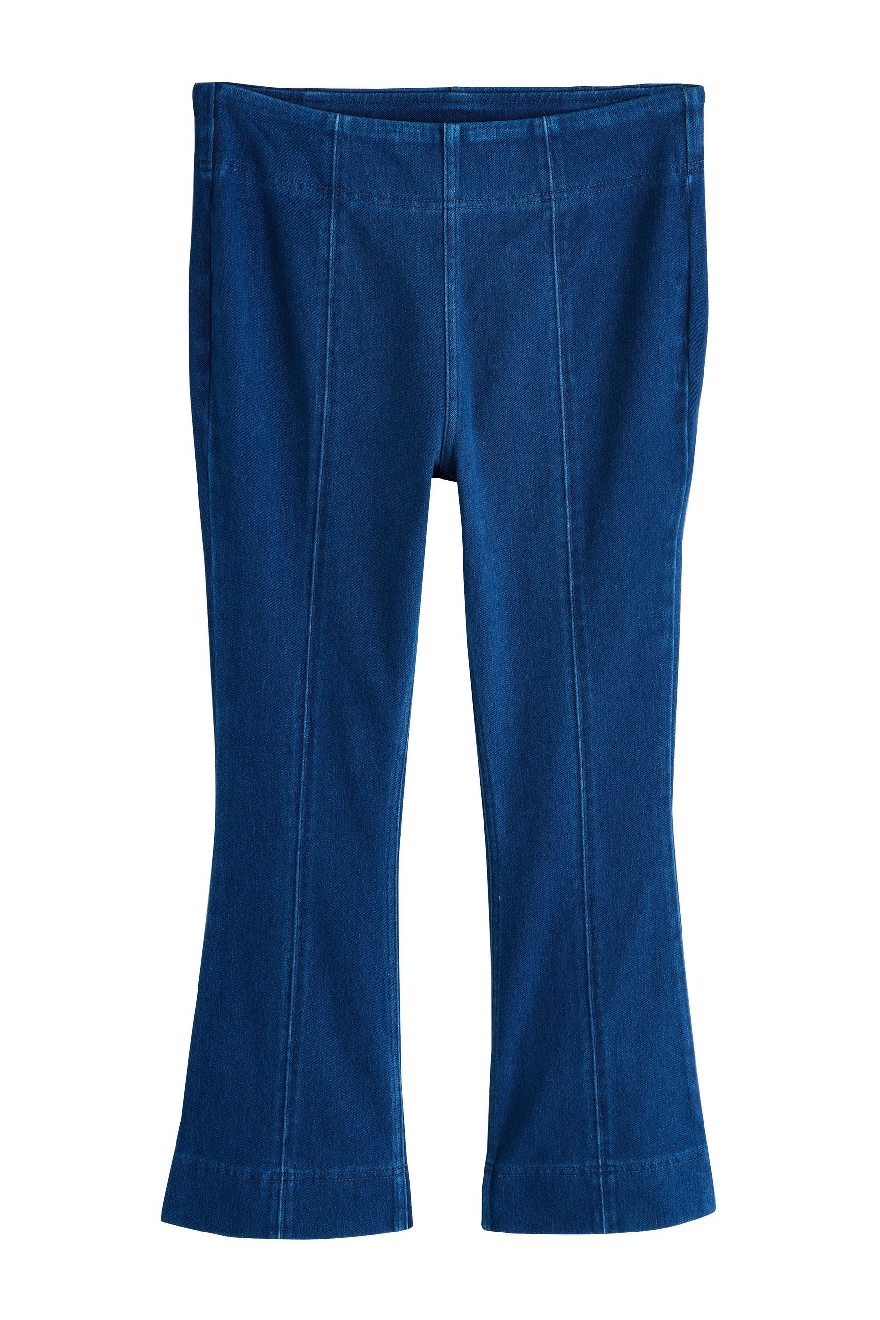 Caprileggings Verkürzte Bootcut Fit Denim-Leggings aus Jersey
