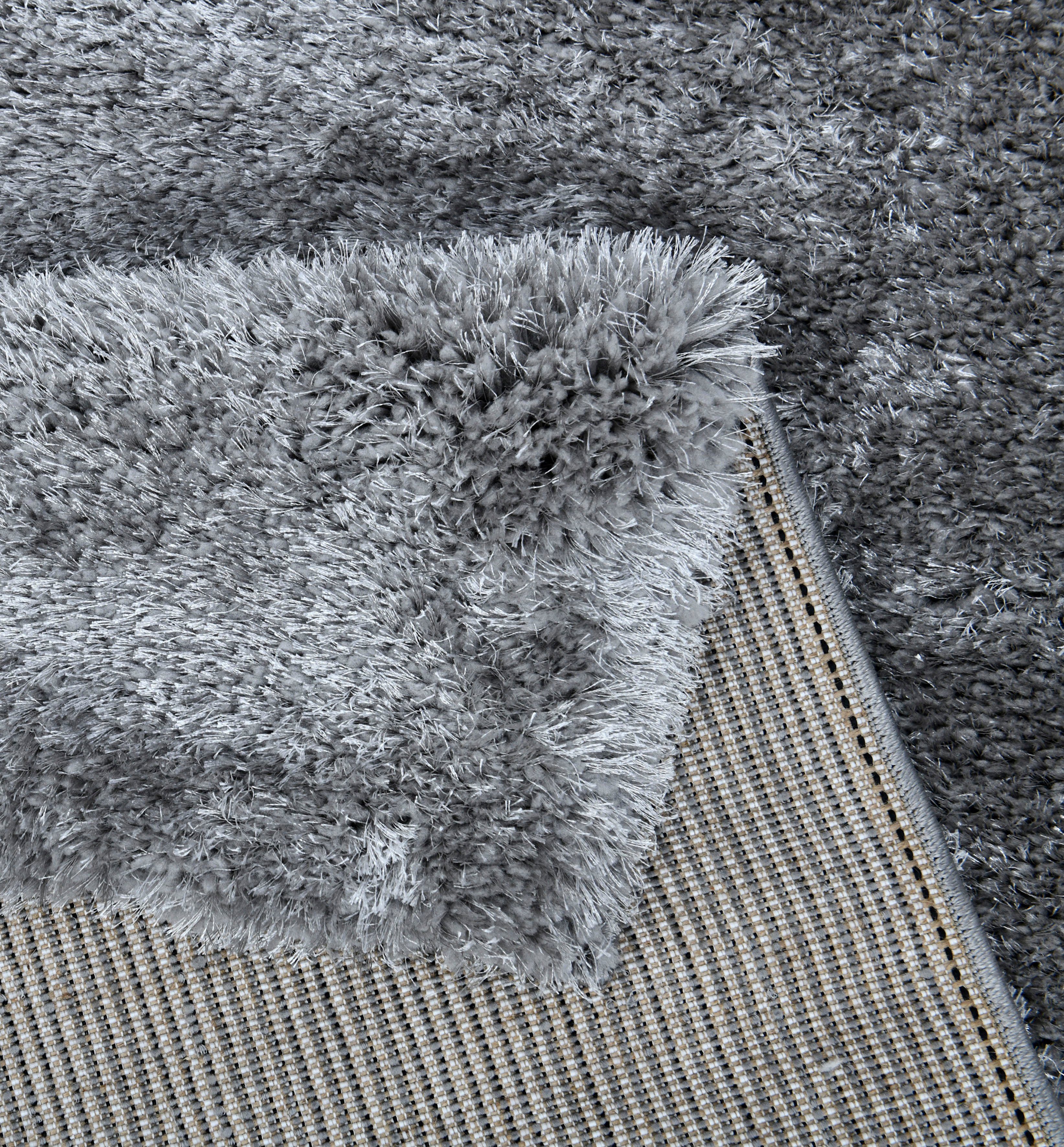 my home Bettumrandung Malin, Höhe 43 mm, (3-tlg), Hochflor, Shaggy, Uni-Farben, leichter glanz, Microfaser, Pflegeleicht