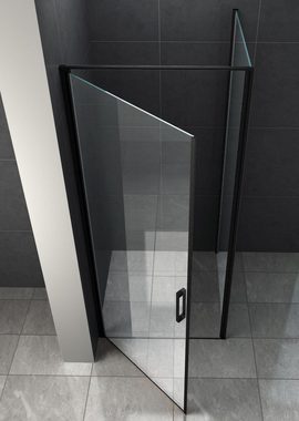 Home Systeme Eckdusche LIFE (schwarz) Duschkabine Dusche Duschwand Duschabtrennung Duschtür, BxT: 80x80 cm