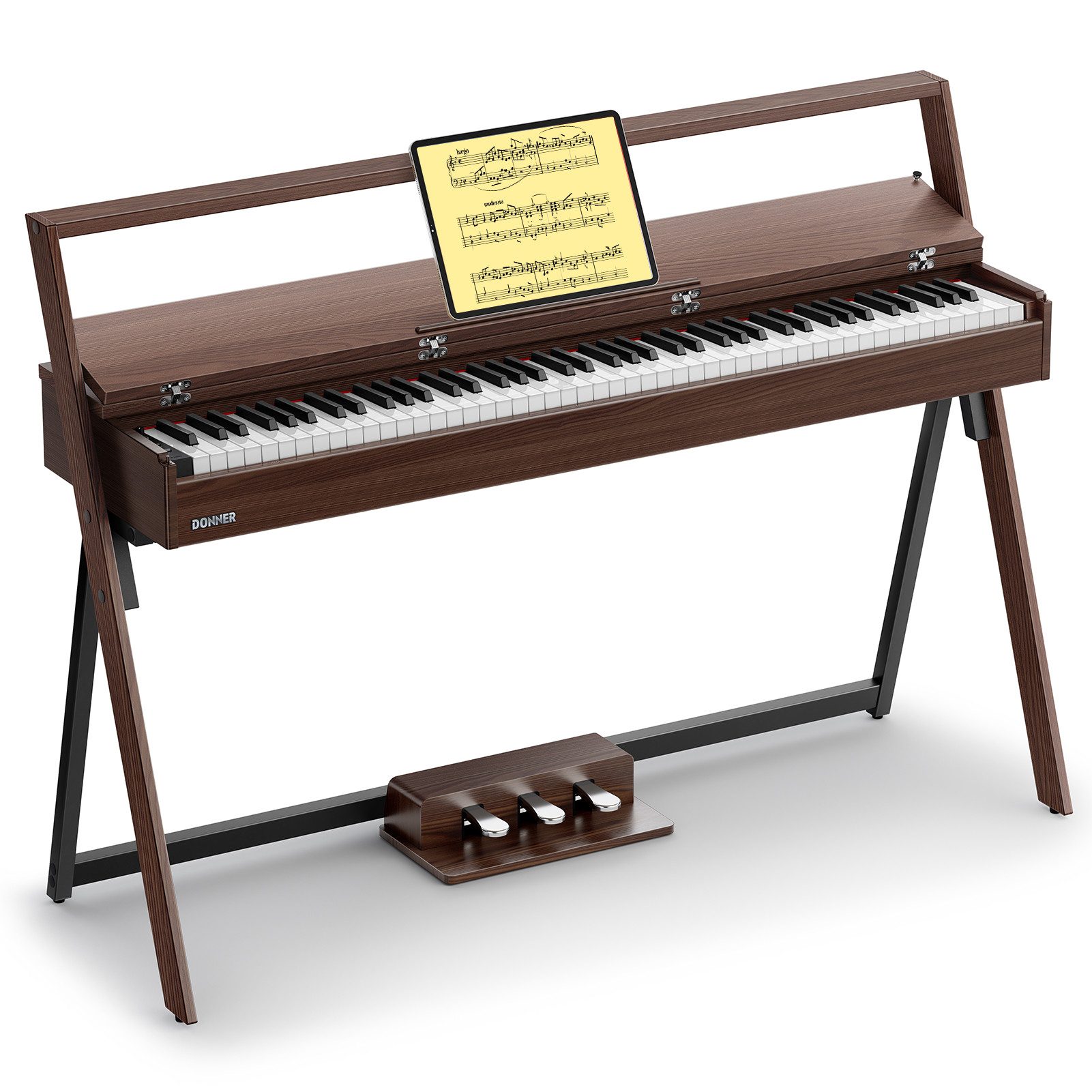 Donner E-Piano Hammermechanik 88 Tasten gewichtete Klavier OURA S300 (Set), Dual-Bluetooth (MIDI+AUDIO),3-Pedal-Halbpedal-Funktion