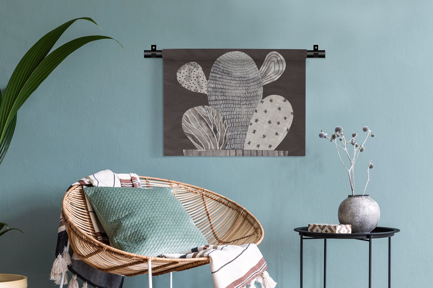 - Wandbehang, Wanddekoobjekt Pflanze Streifen, - Wanddeko für Punkte Kinderzimmer - Kaktus Wohnzimmer, Schlafzimmer, MuchoWow Kleid,