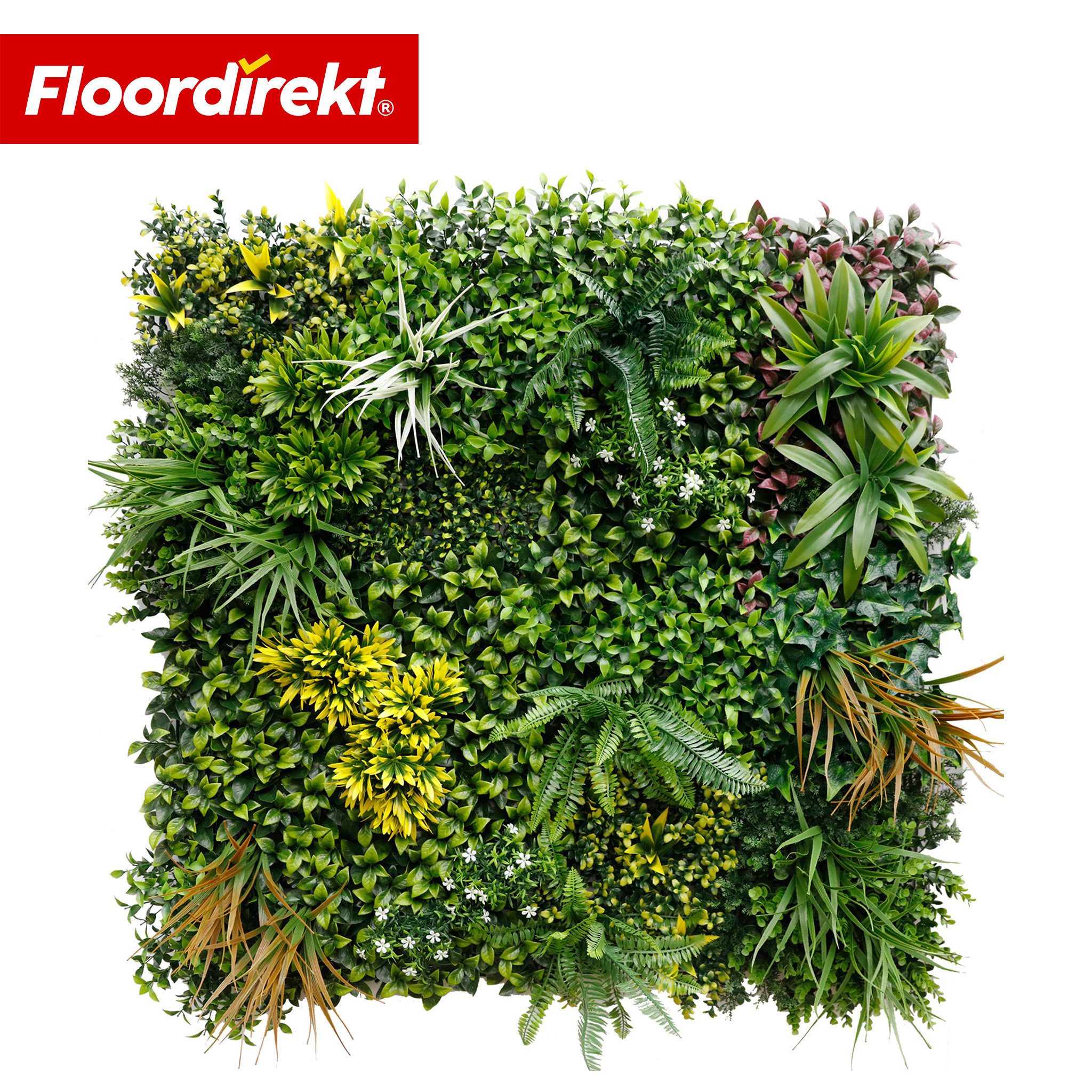 Floordirekt 3D Wandpaneel Pflanzenwand pflegefreie Kunstpflanze Spring Garden 100x100cm Wanddeko, BxL: 100x100 cm, 1 qm, (Klick-System, Natürliche Optik) Geruchlos, ungiftig & umweltfreundlich